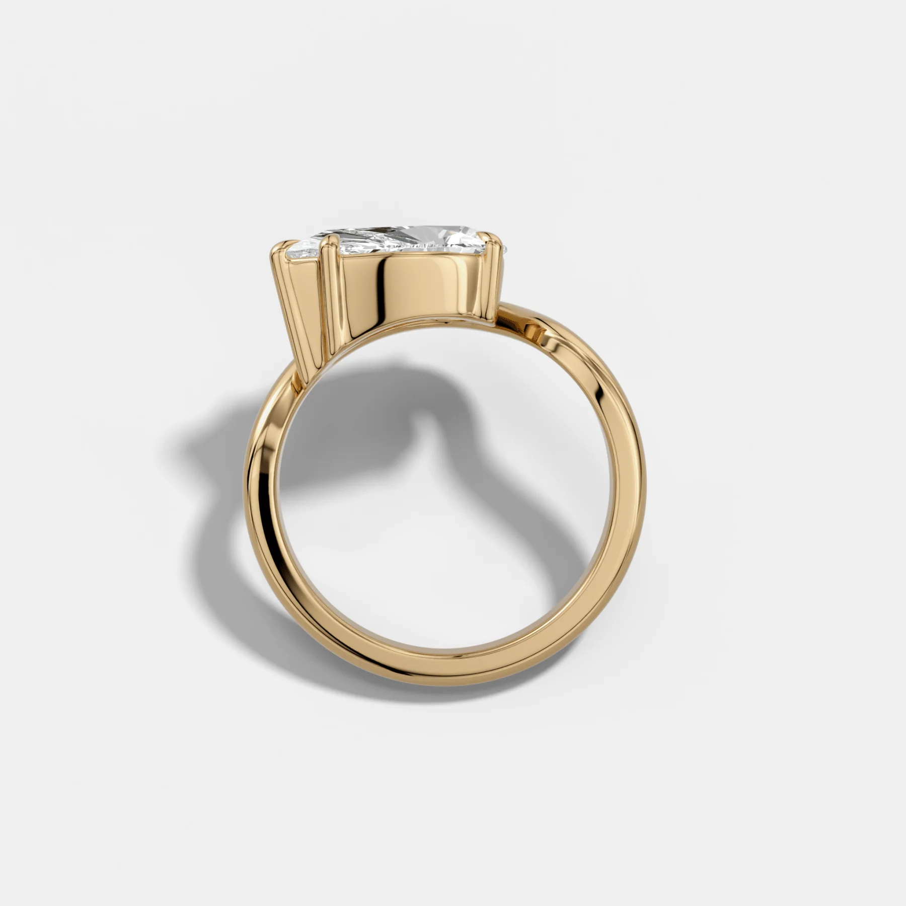 Contoured Engagement Ring with a Pear Cut Diamond - Image 2