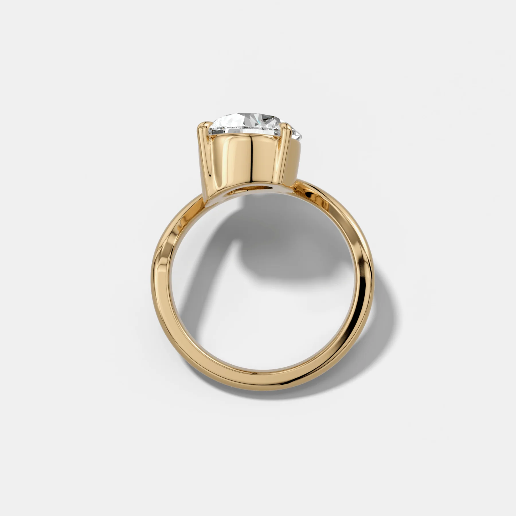 Contoured Engagement Ring with a Round Cut Diamond - Image 2