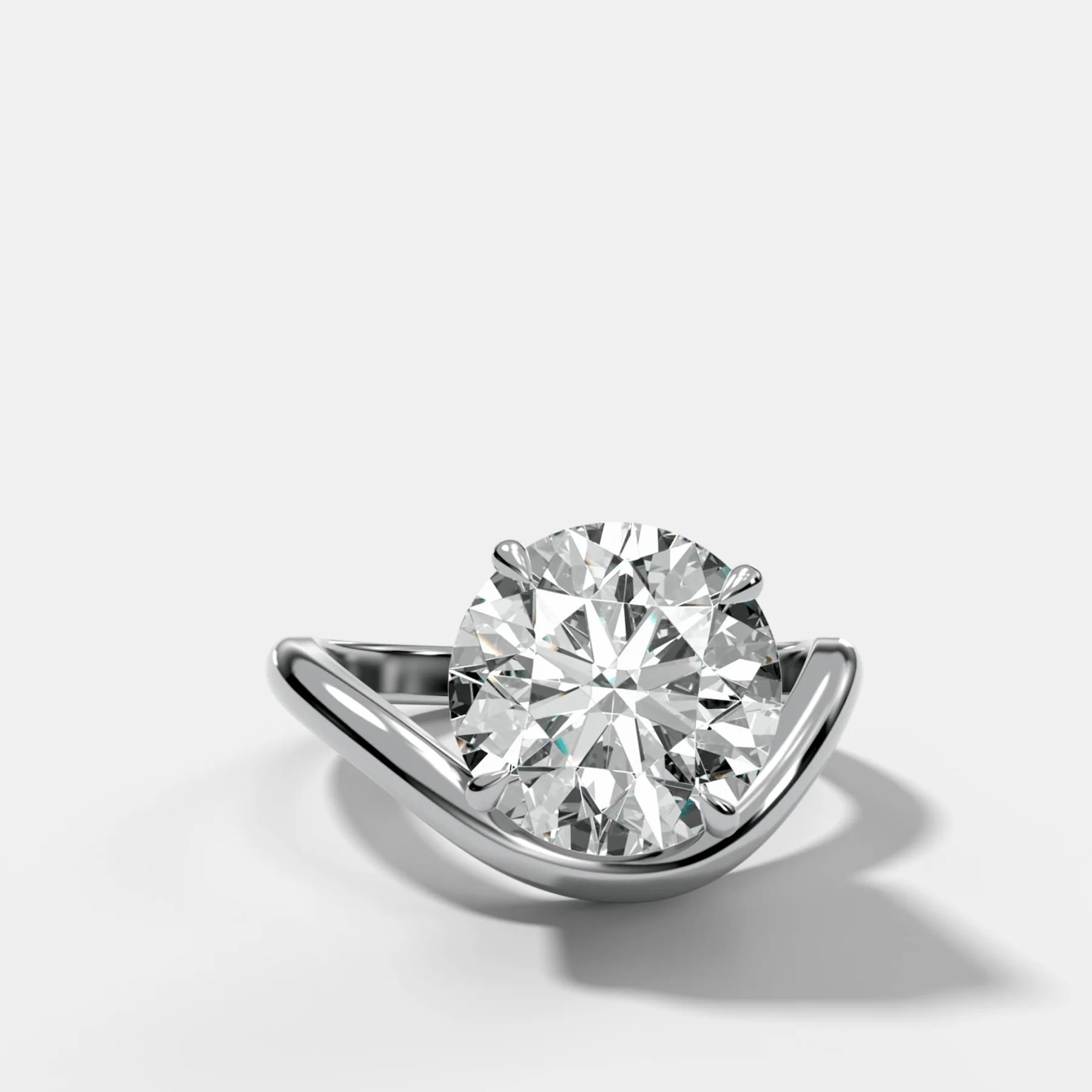 Contoured Engagement Ring with a Round Cut Diamond - Image 3