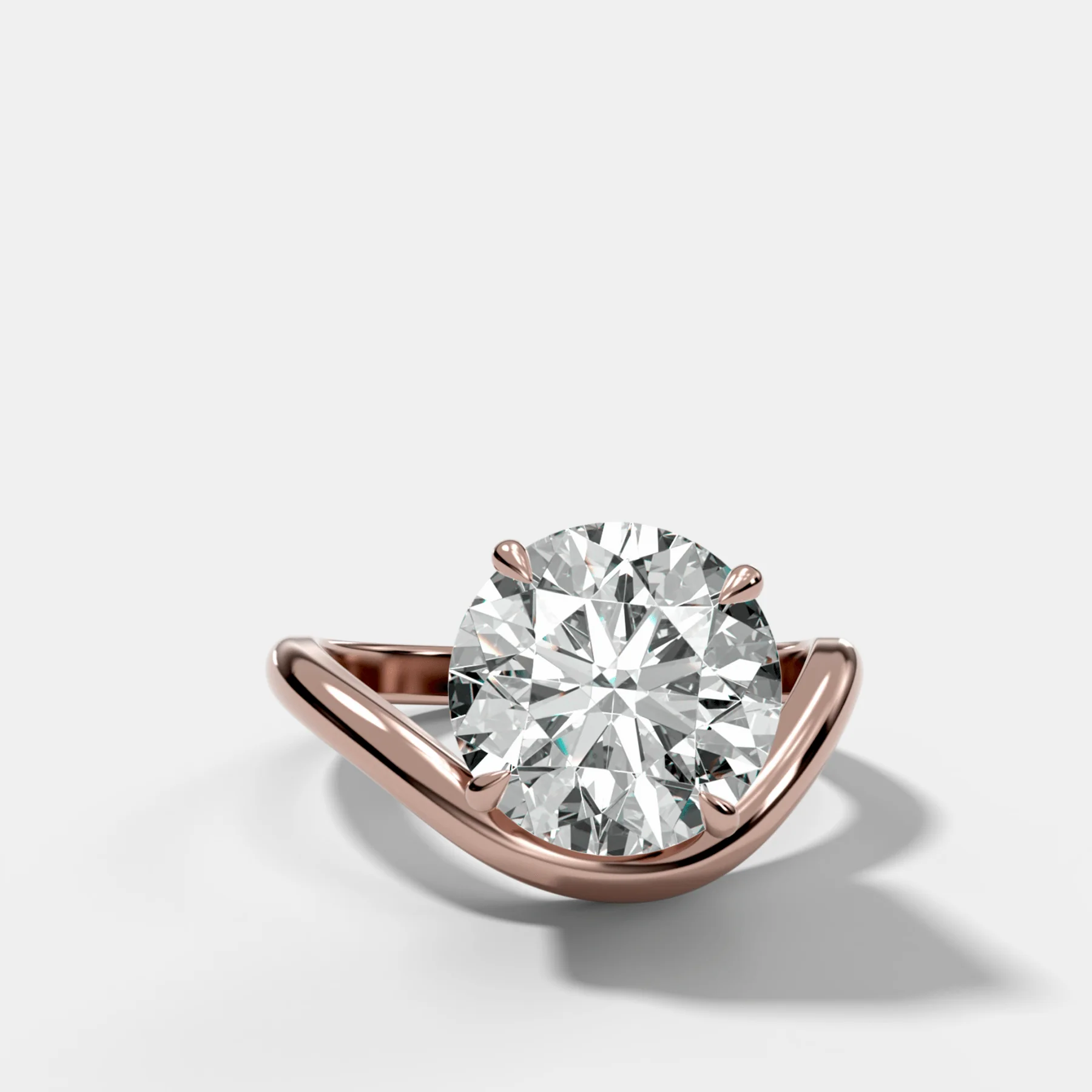 Contoured Engagement Ring with a Round Cut Diamond - Image 4