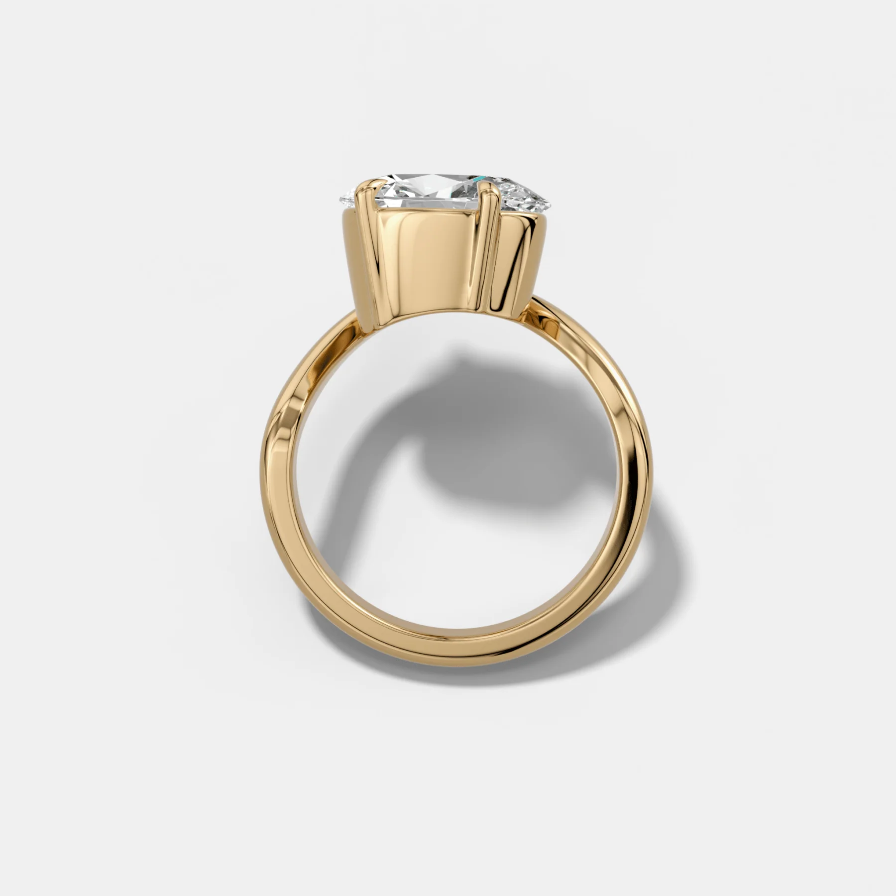 Contoured Engagement Ring with an Oval Cut Diamond - Image 2