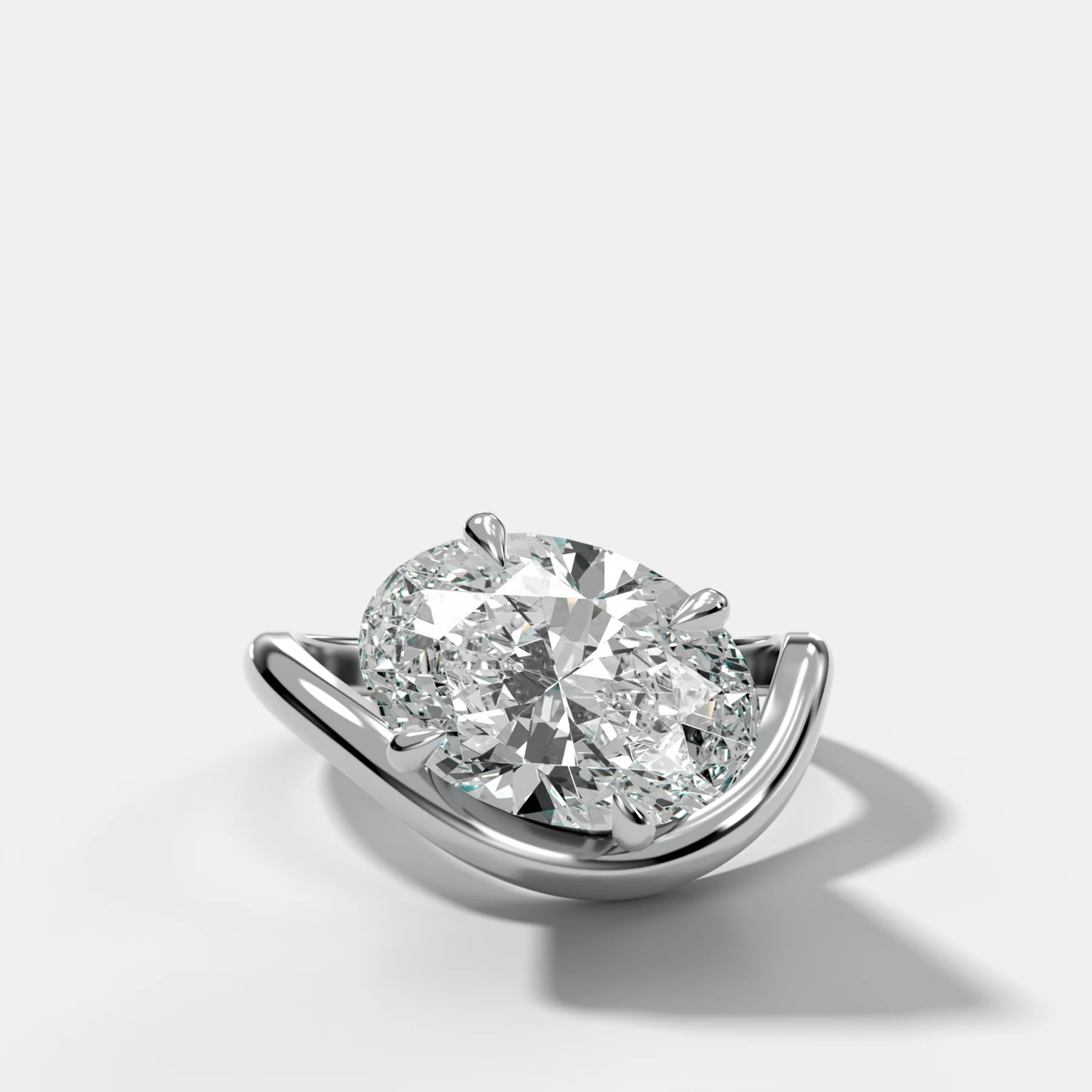 Contoured Engagement Ring with an Oval Cut Diamond - Image 3