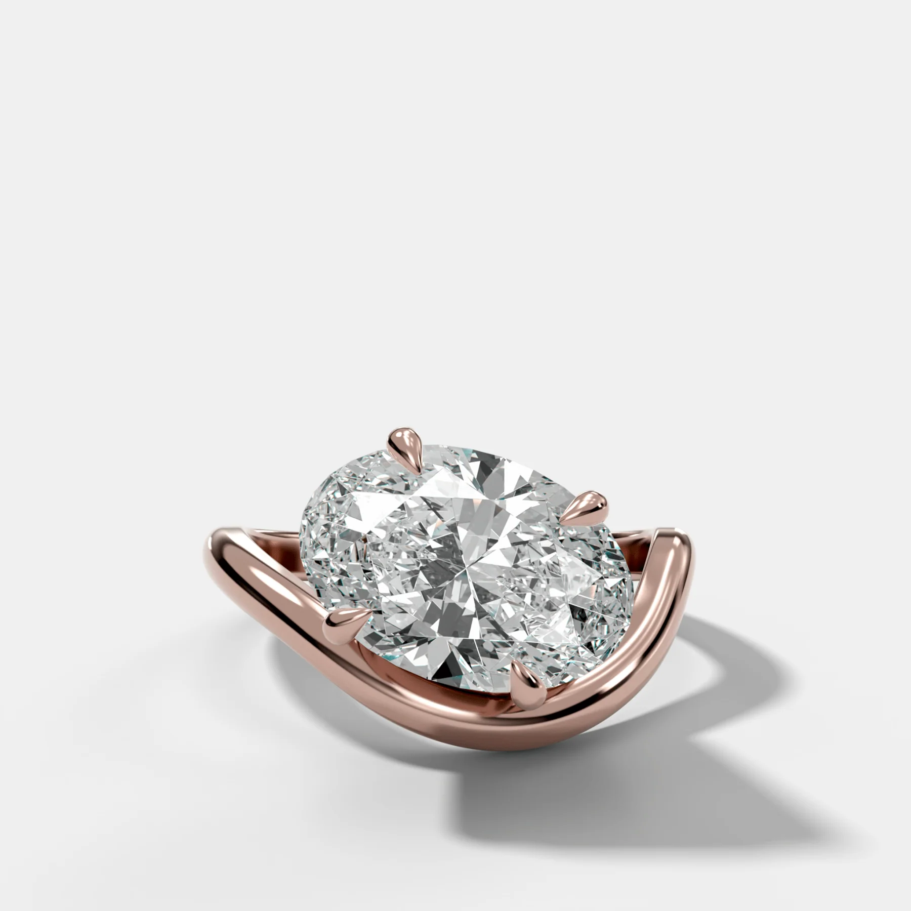Contoured Engagement Ring with an Oval Cut Diamond - Image 4