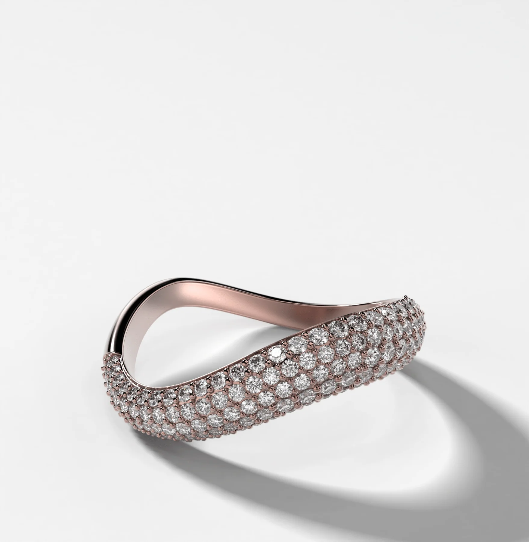 Contoured Pavé Wedding Band - Image 3