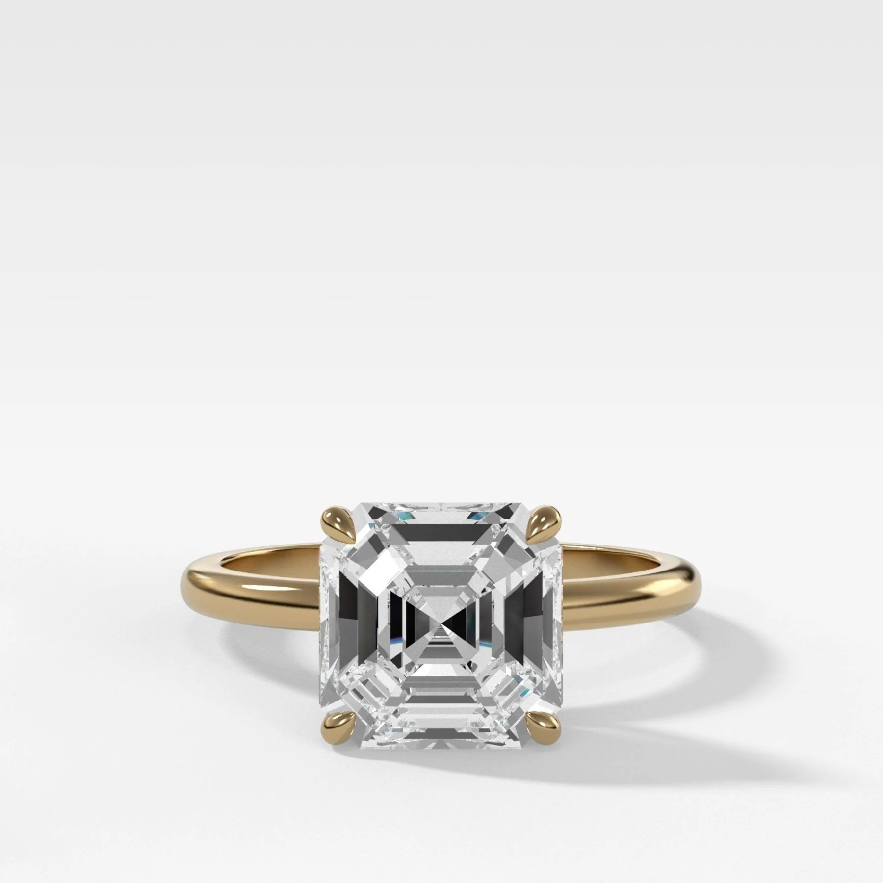 Crescent Solitaire Engagement Ring With Asscher Cut Diamond