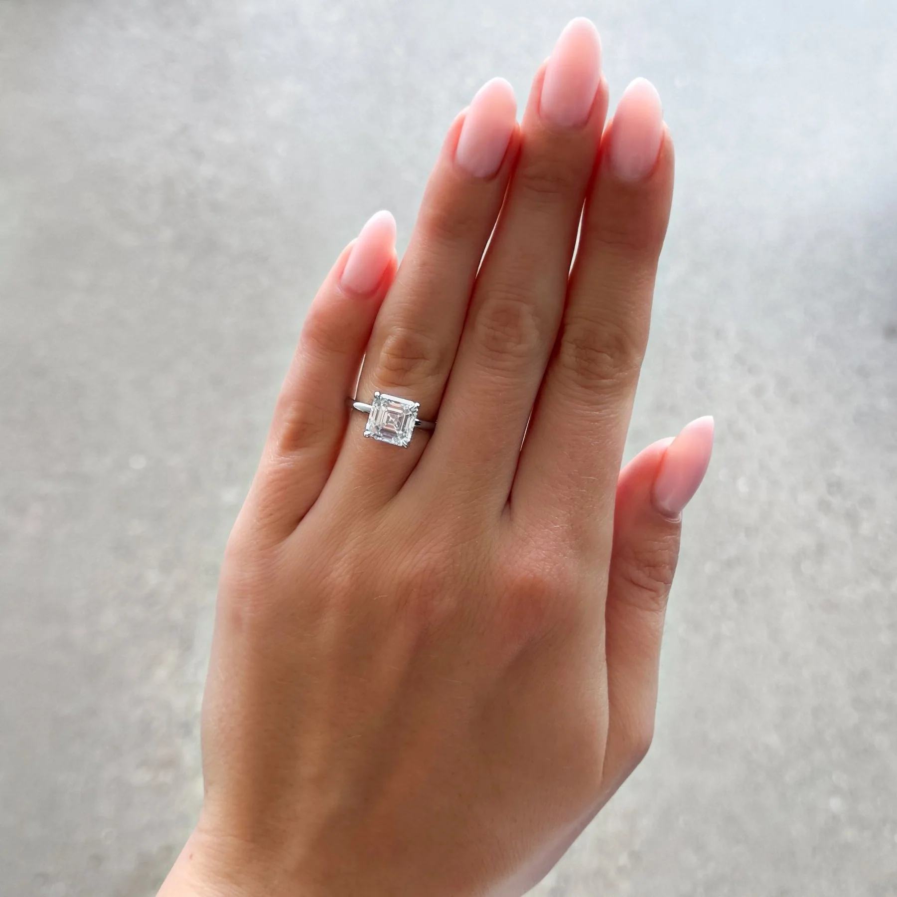 Crescent Solitaire Engagement Ring With Asscher Cut Diamond - Image 3