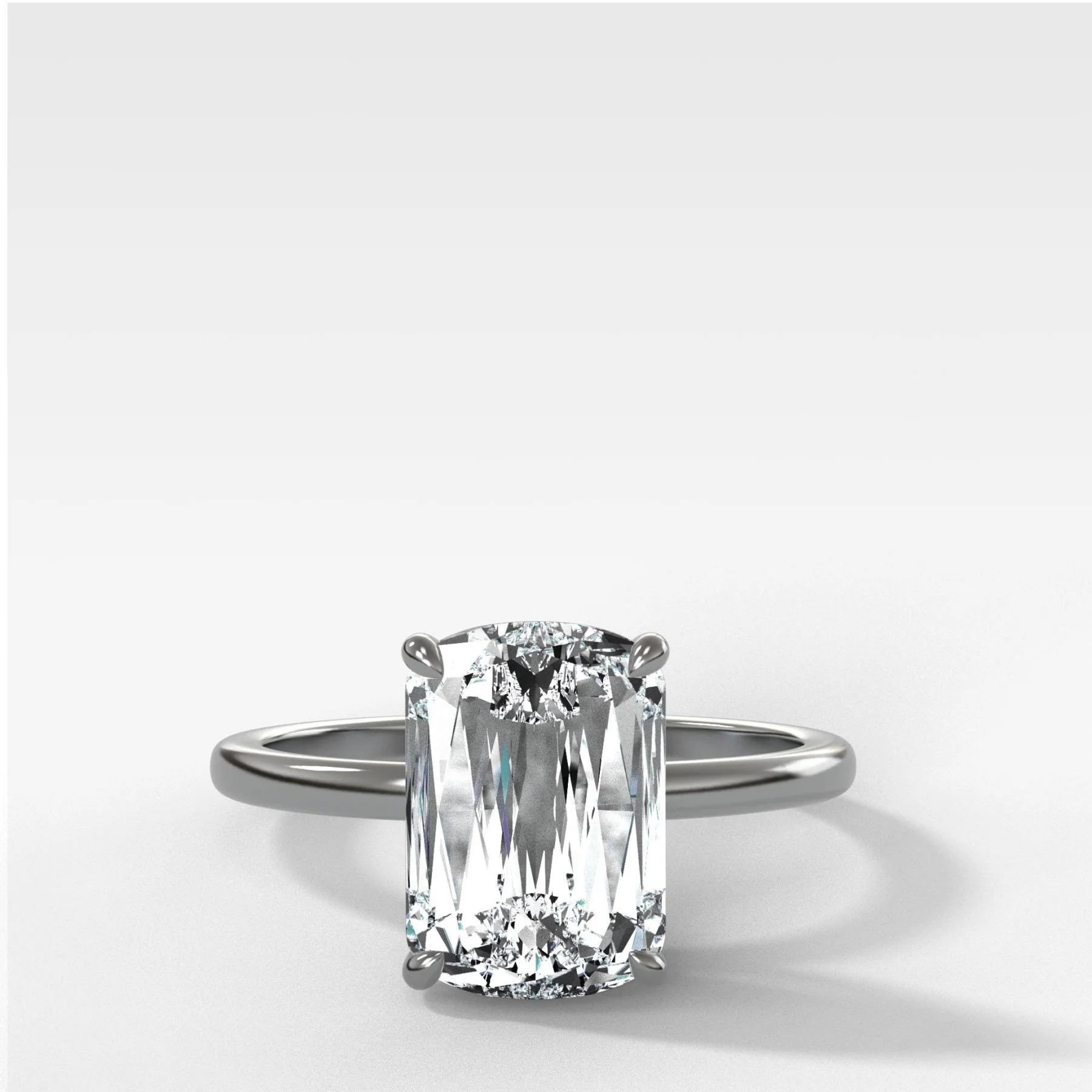 Crescent Solitaire Engagement Ring With Crisscut® Cushion Cut Diamond - Image 2