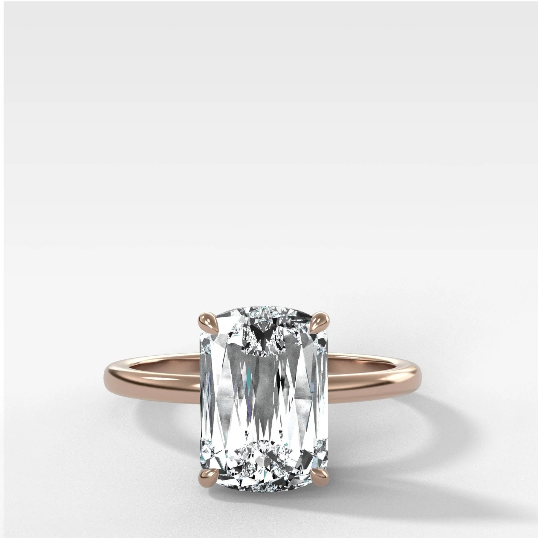 Crescent Solitaire Engagement Ring With Crisscut® Cushion Cut Diamond - Image 3