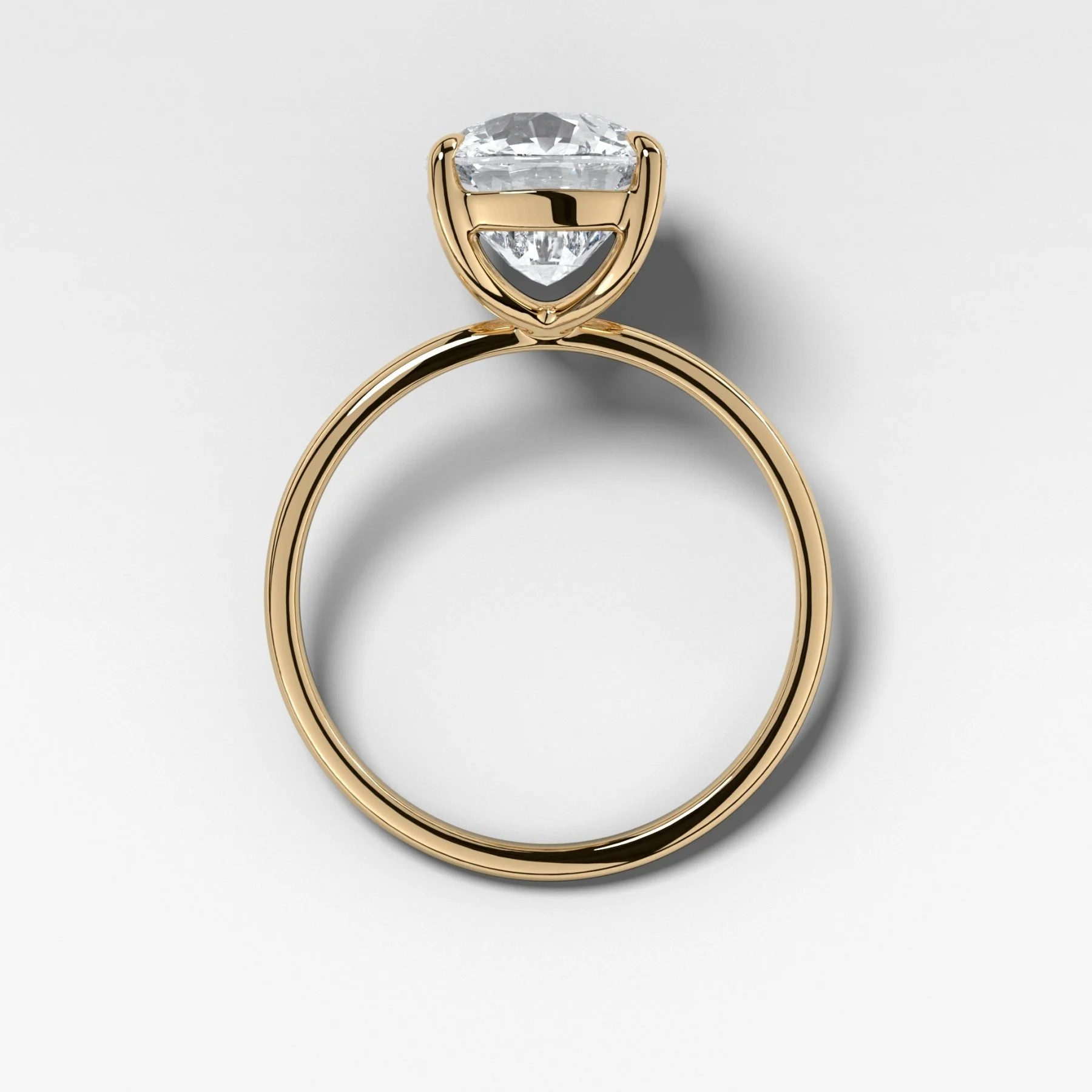 Crescent Solitaire Engagement Ring With Elongated Cushion Cut Diamond - Image 2