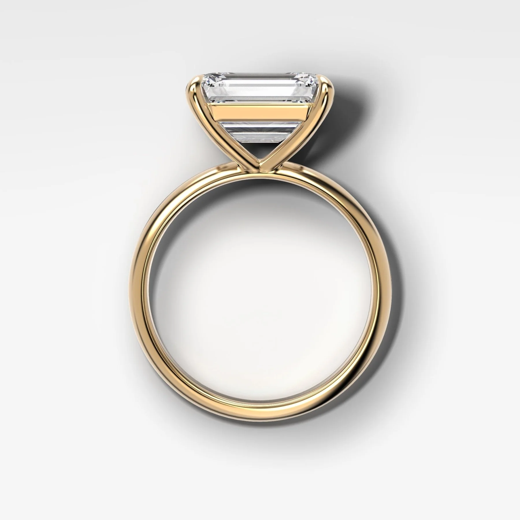 Crescent Solitaire Engagement Ring With Emerald Cut Diamond (East West) - Image 2
