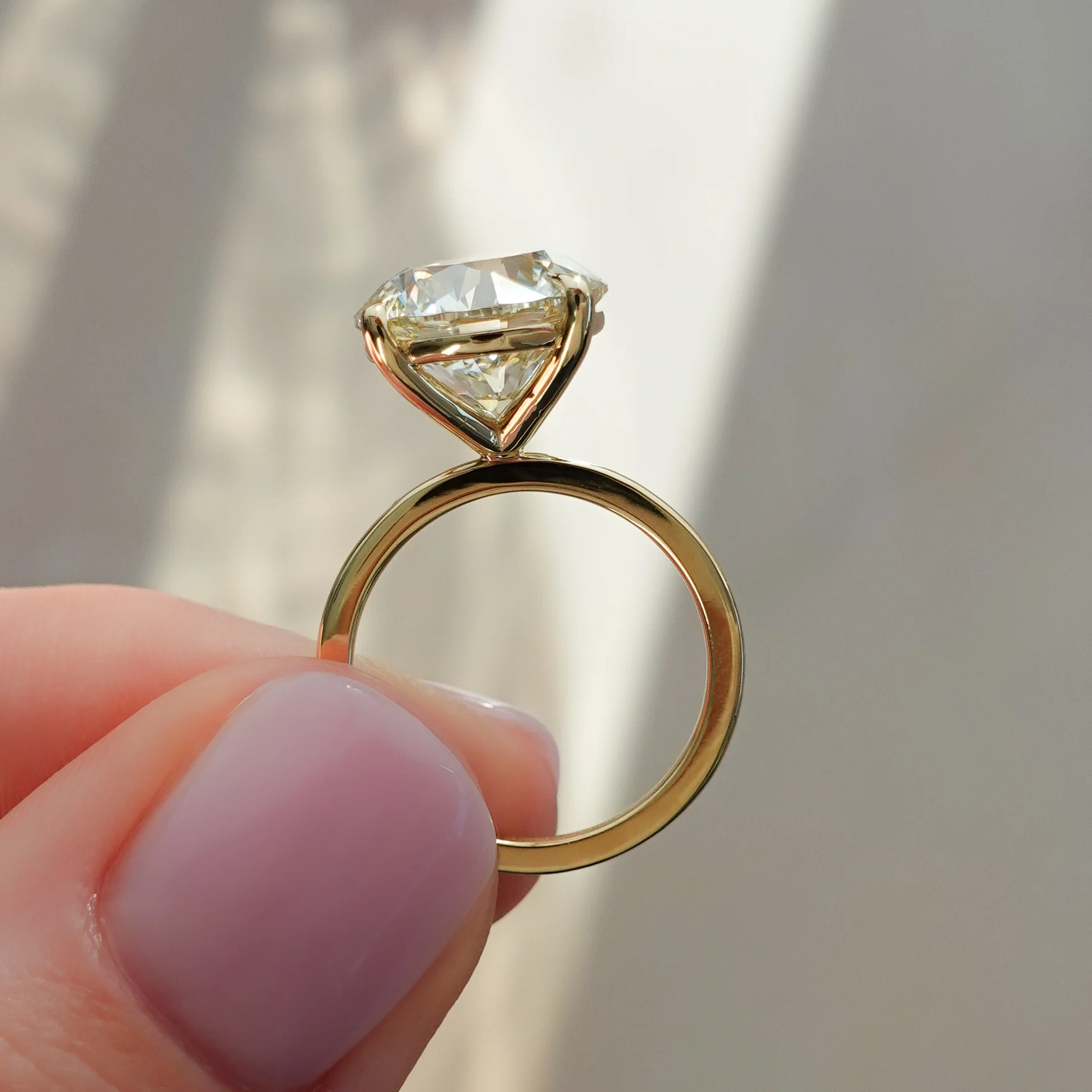 Crescent Solitaire Engagement Ring With Old Euro Cut Diamond - Image 4