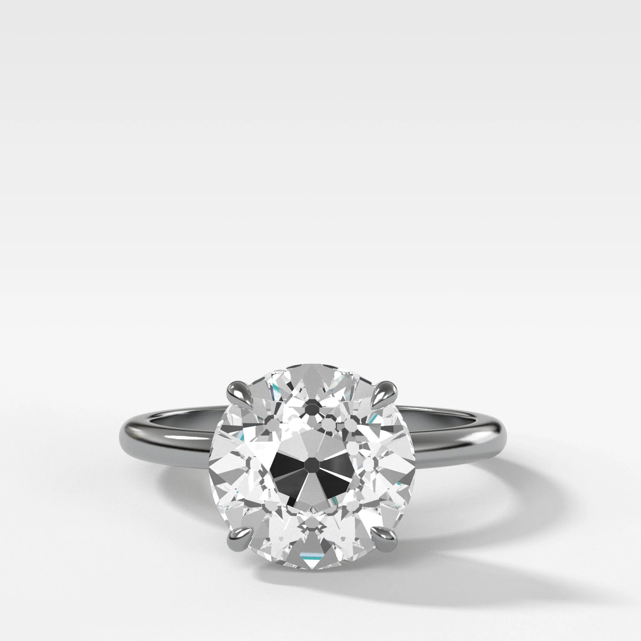 Crescent Solitaire Engagement Ring With Old Euro Cut Diamond - Image 5