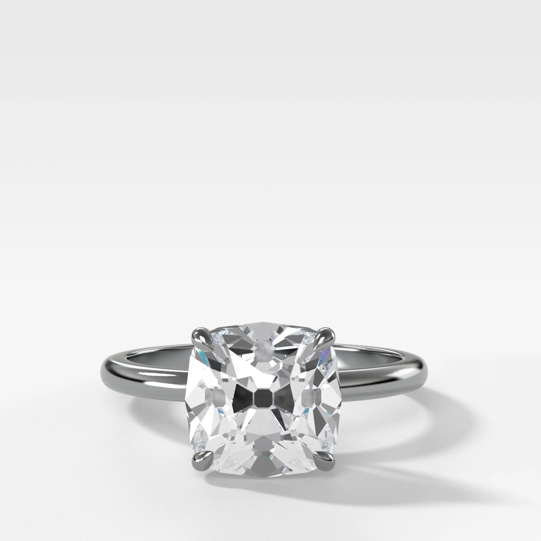 Crescent Solitaire Engagement Ring With Old Mine Cut Diamond - Image 3