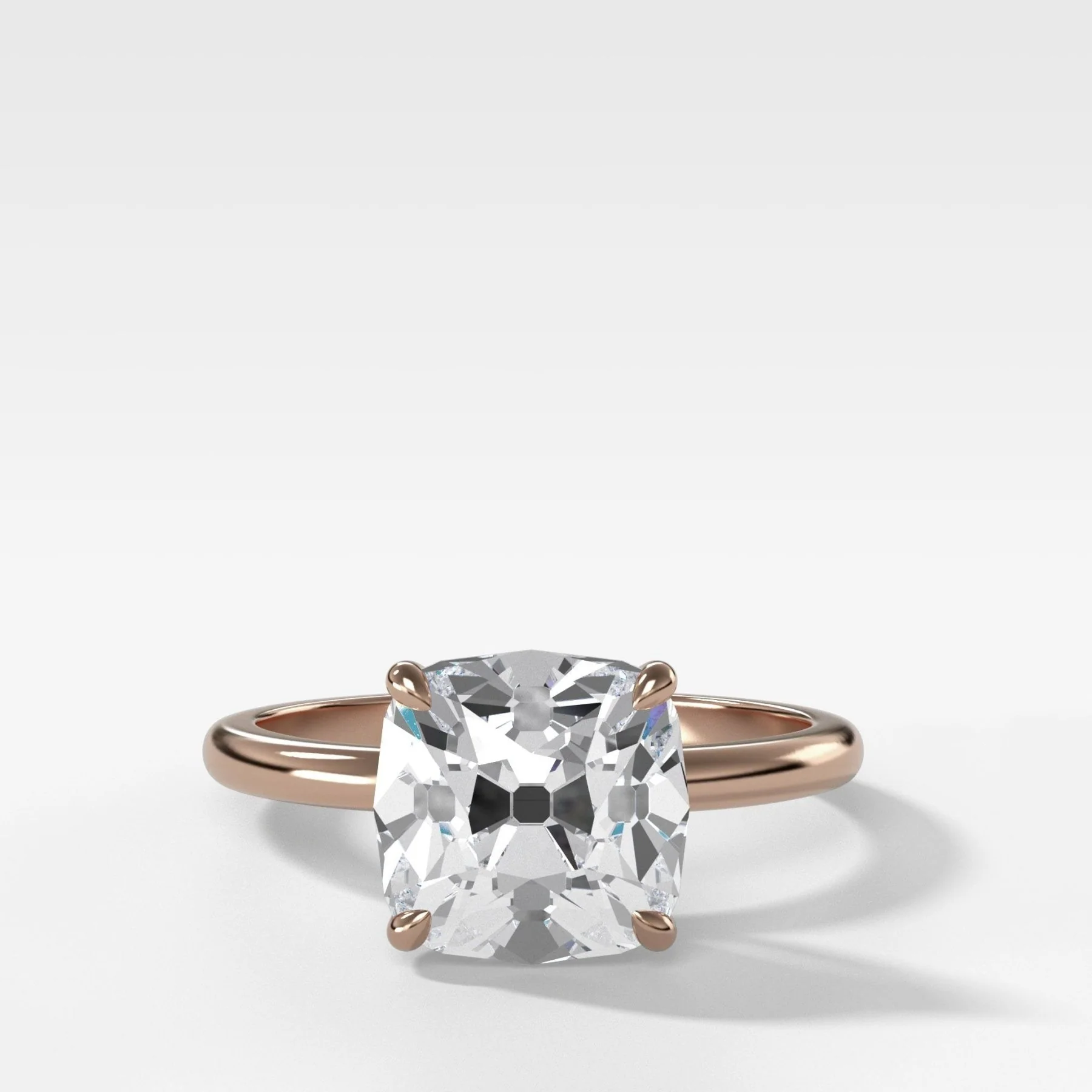 Crescent Solitaire Engagement Ring With Old Mine Cut Diamond - Image 4