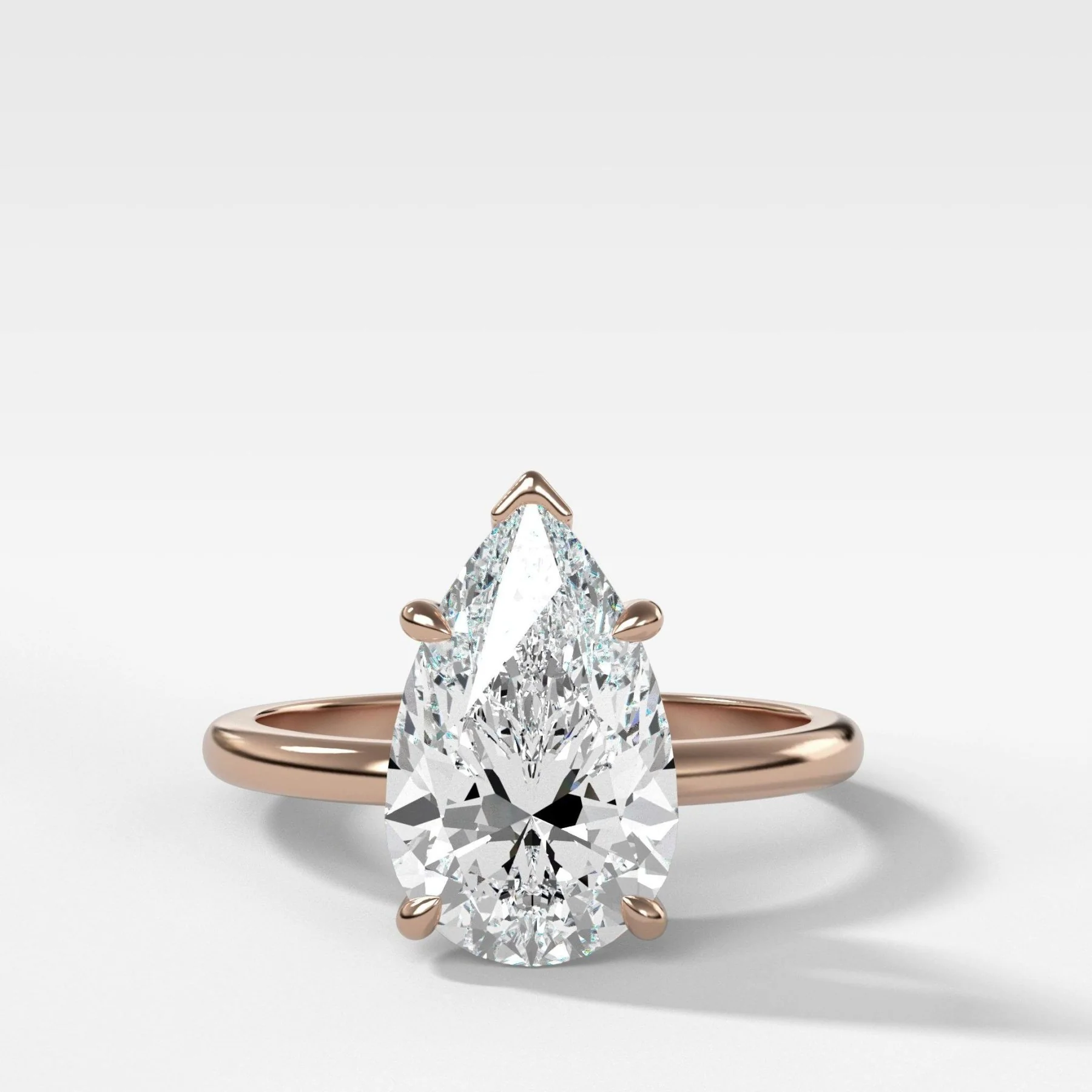 Crescent Solitaire Engagement Ring With Pear Cut Diamond - Image 4