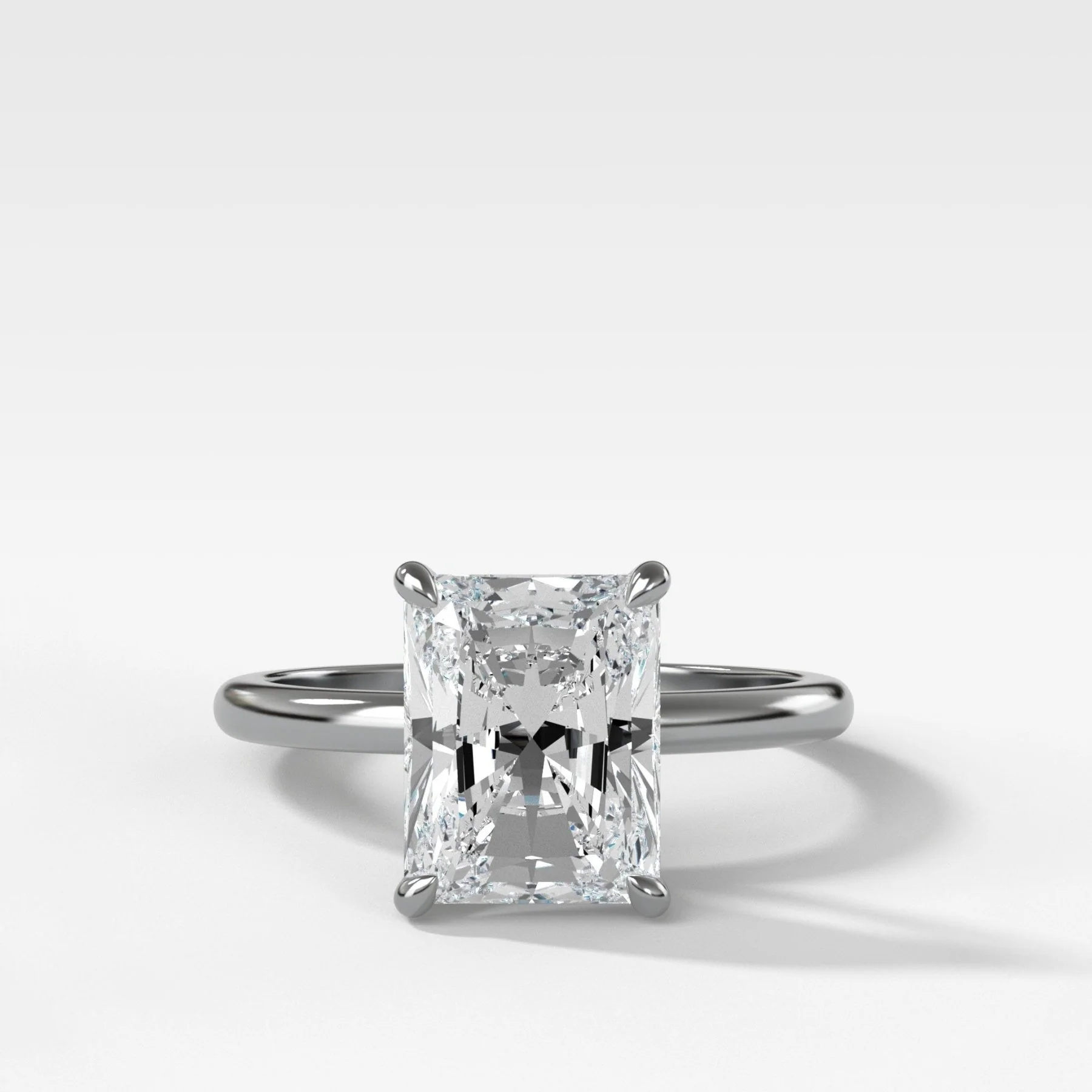 Crescent Solitaire Engagement Ring With Elongated Radiant Cut Diamond - Image 3