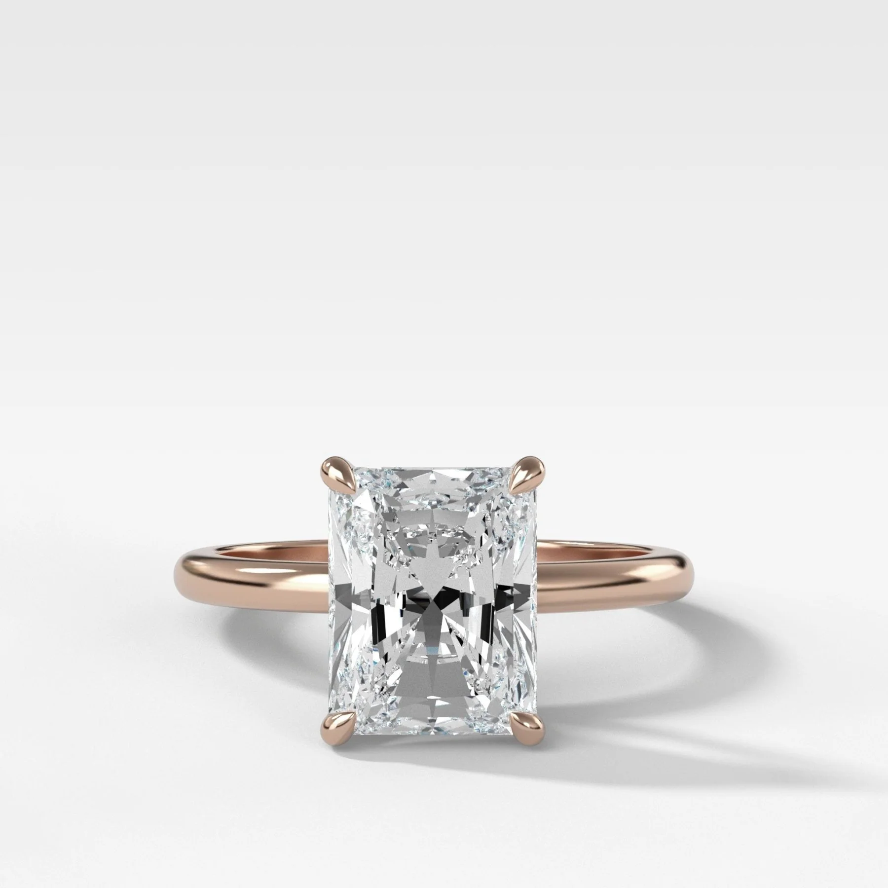 Crescent Solitaire Engagement Ring With Elongated Radiant Cut Diamond - Image 4