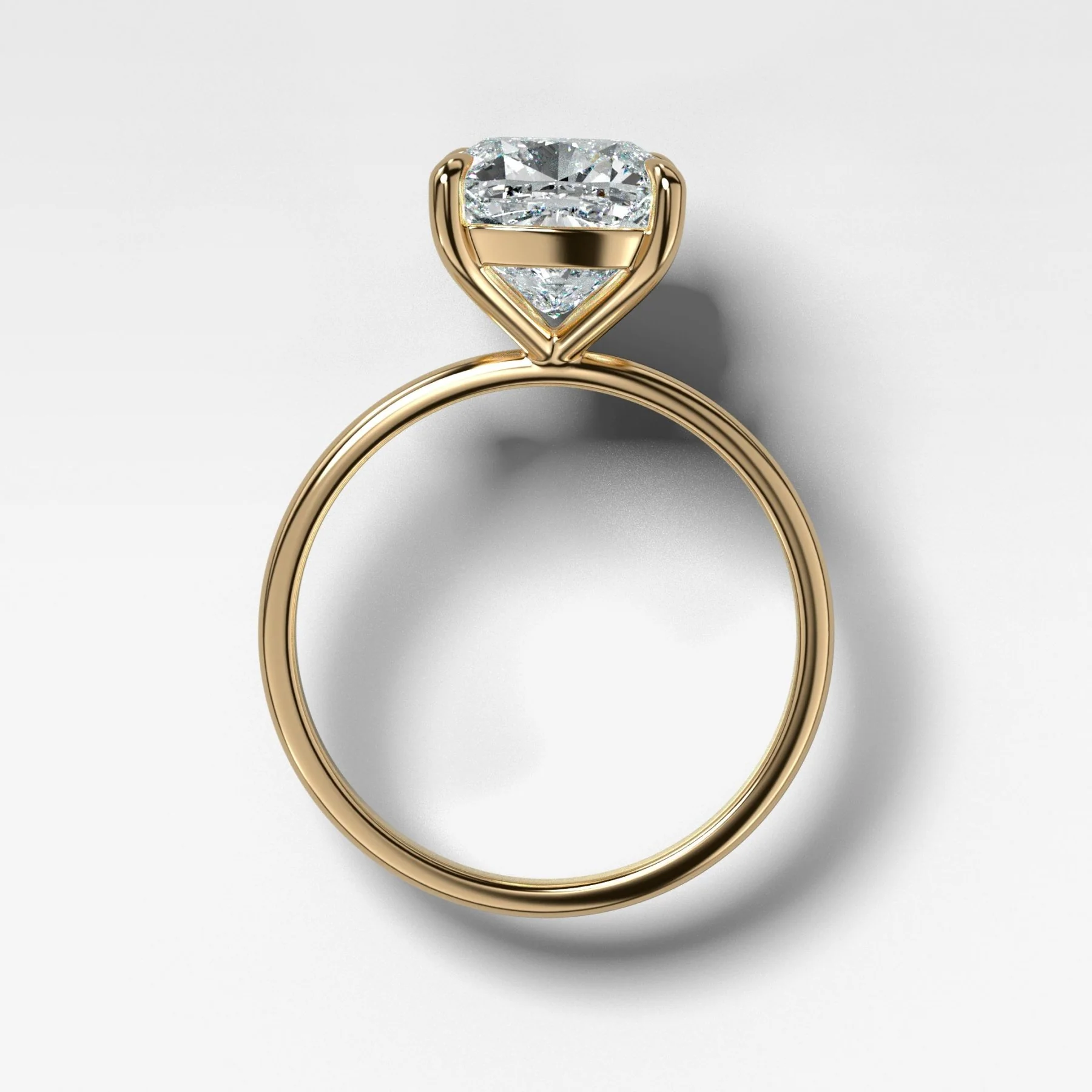 Crescent Solitaire Engagement Ring With Cushion Cut Diamond - Image 2
