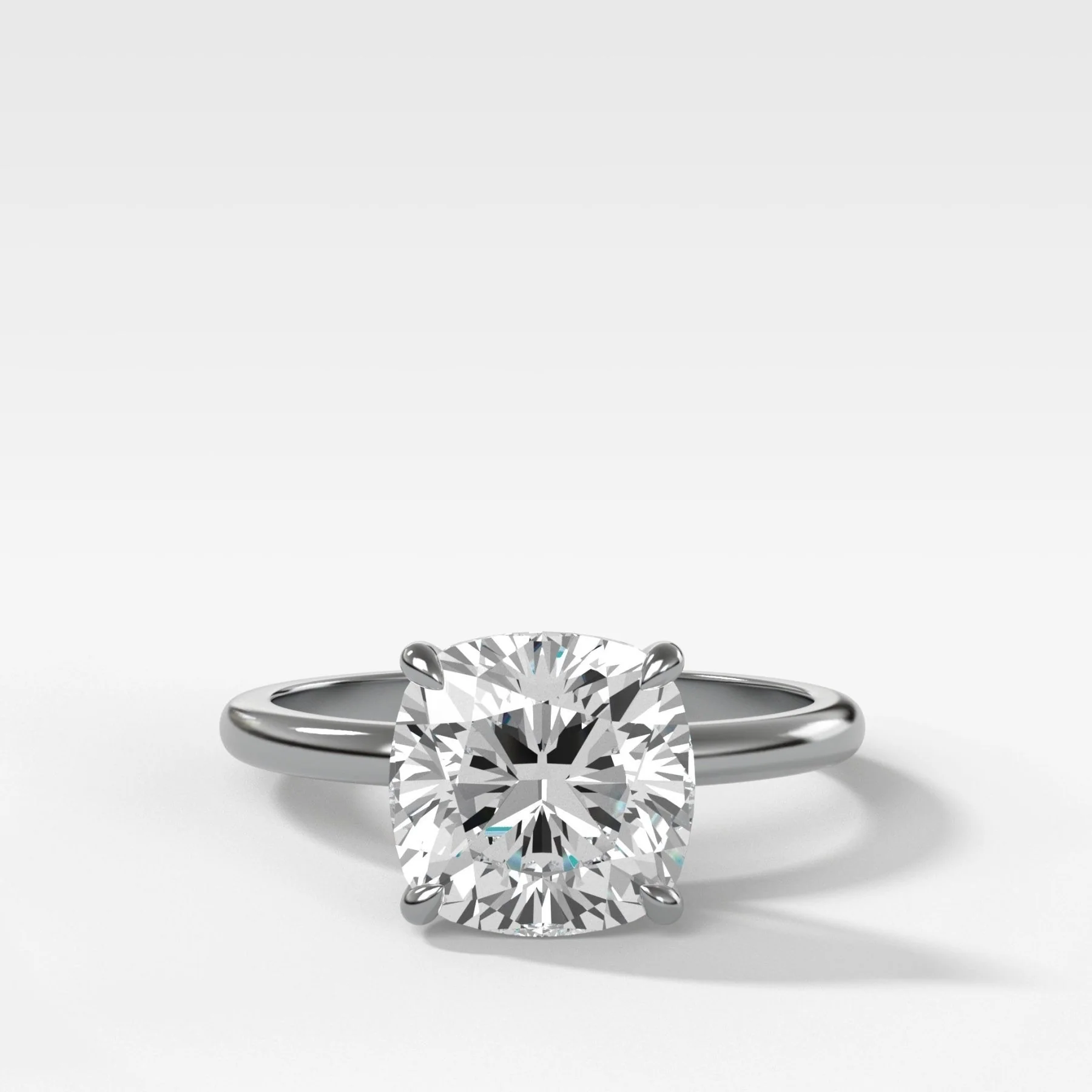 Crescent Solitaire Engagement Ring With Cushion Cut Diamond - Image 3