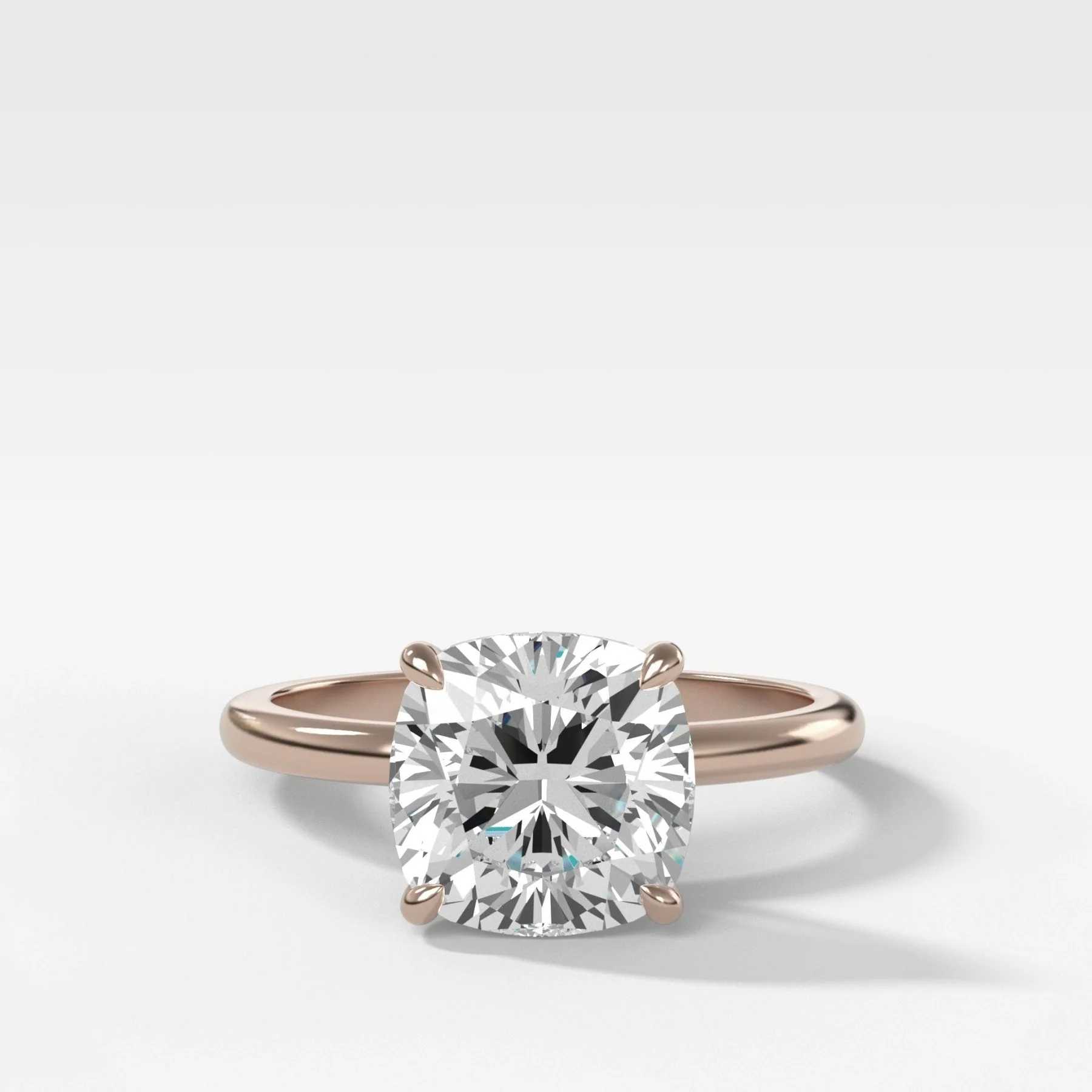 Crescent Solitaire Engagement Ring With Cushion Cut Diamond - Image 4