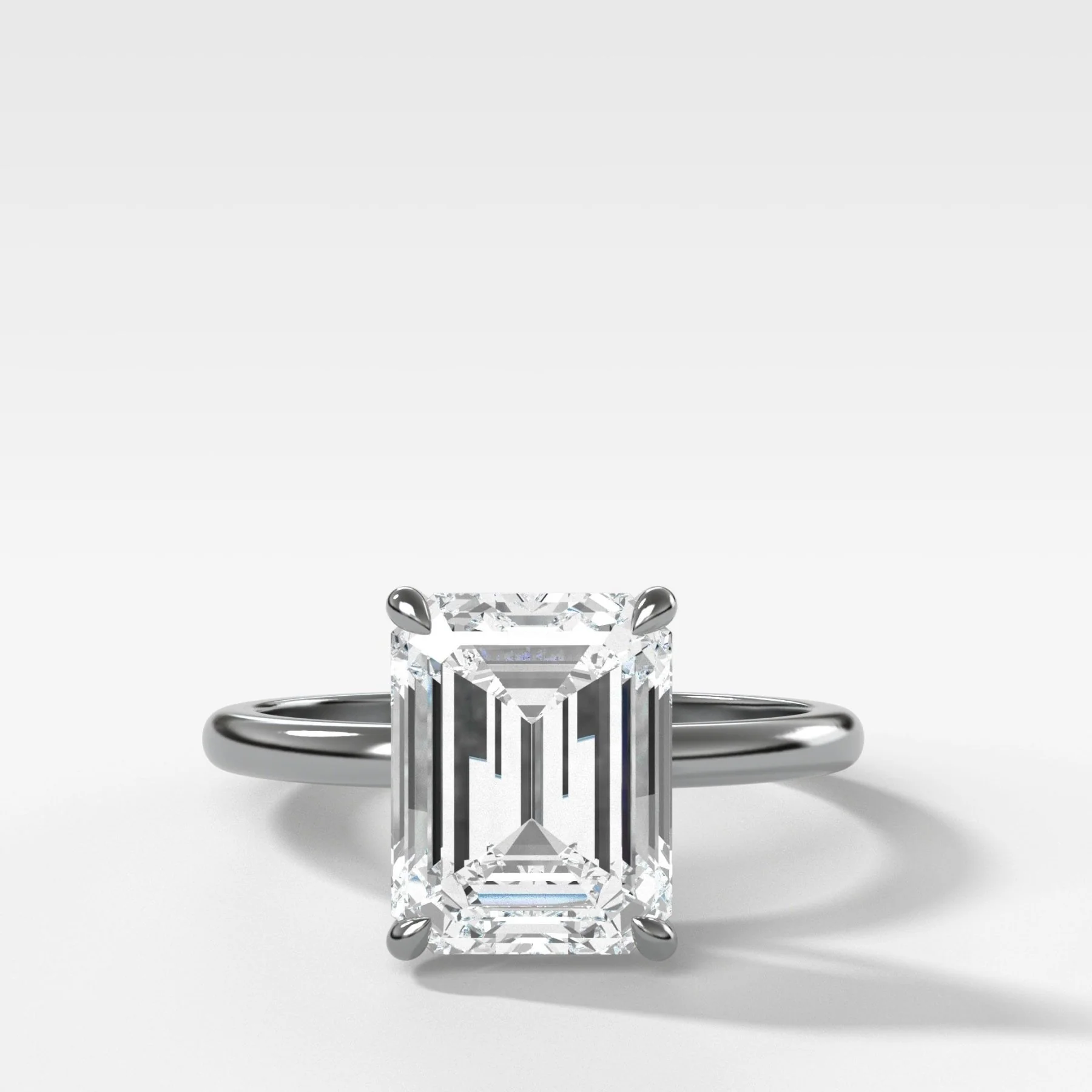 Crescent Solitaire Engagement Ring With Emerald Cut Diamond (North South) - Image 3