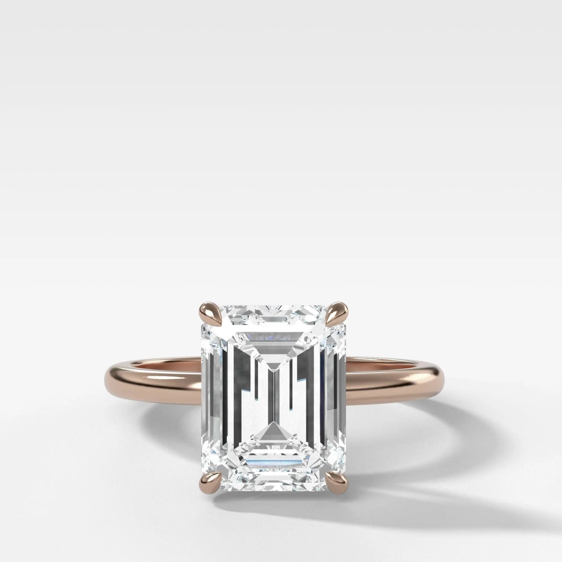 Crescent Solitaire Engagement Ring With Emerald Cut Diamond (North South) - Image 4