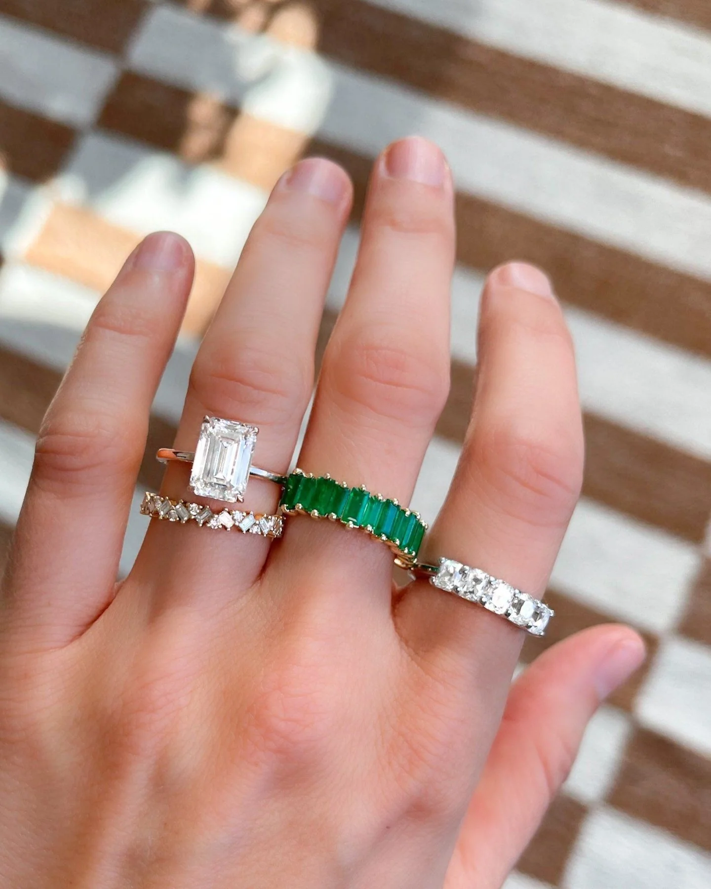 Crescent Solitaire Engagement Ring With Emerald Cut Diamond (North South) - Image 5