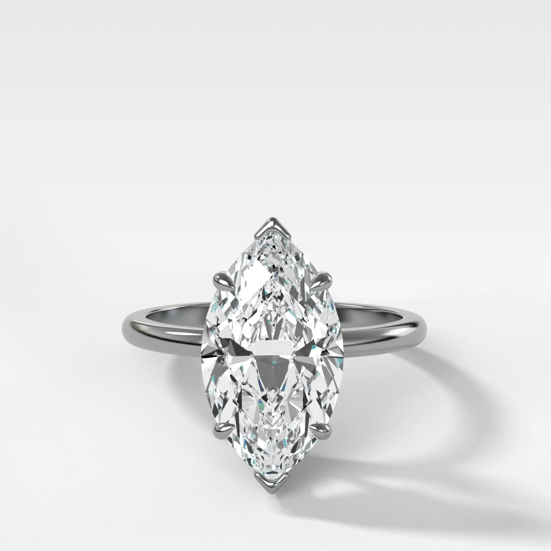 Crescent Solitaire Engagement Ring With Marquise Cut Diamond (North South) - Image 3