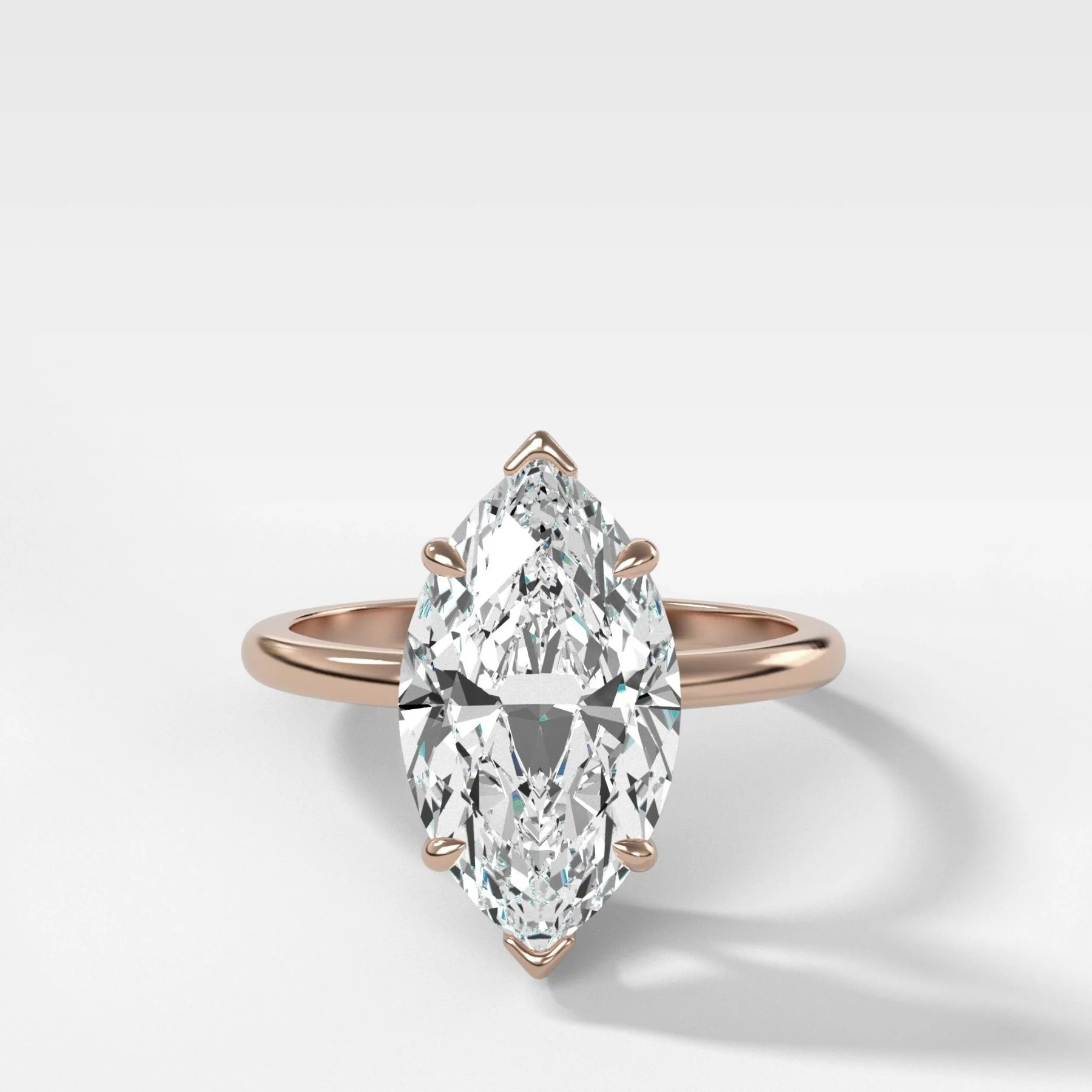 Crescent Solitaire Engagement Ring With Marquise Cut Diamond (North South) - Image 4