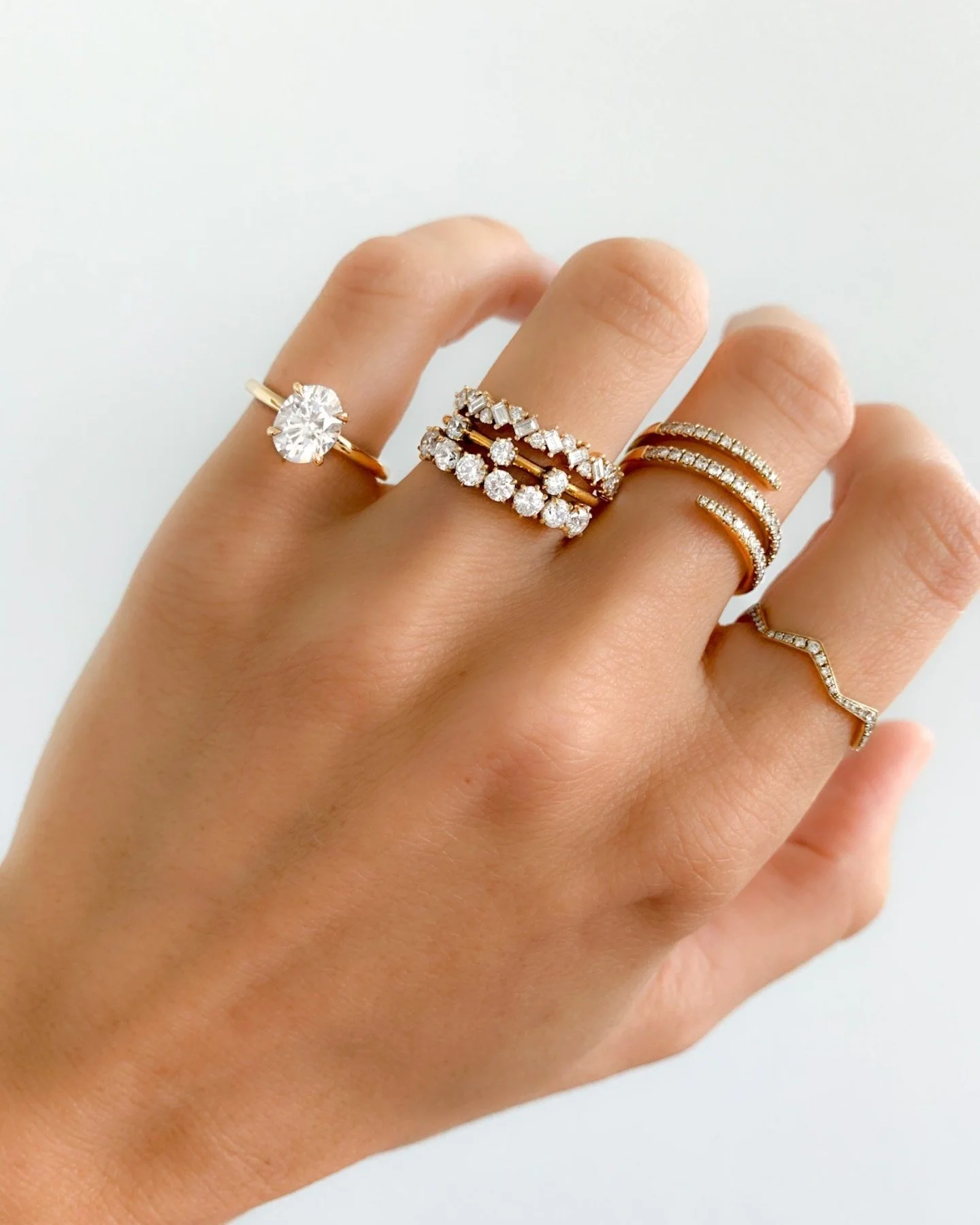 Crescent Solitaire Engagement Ring With Oval Cut Diamond - Image 3