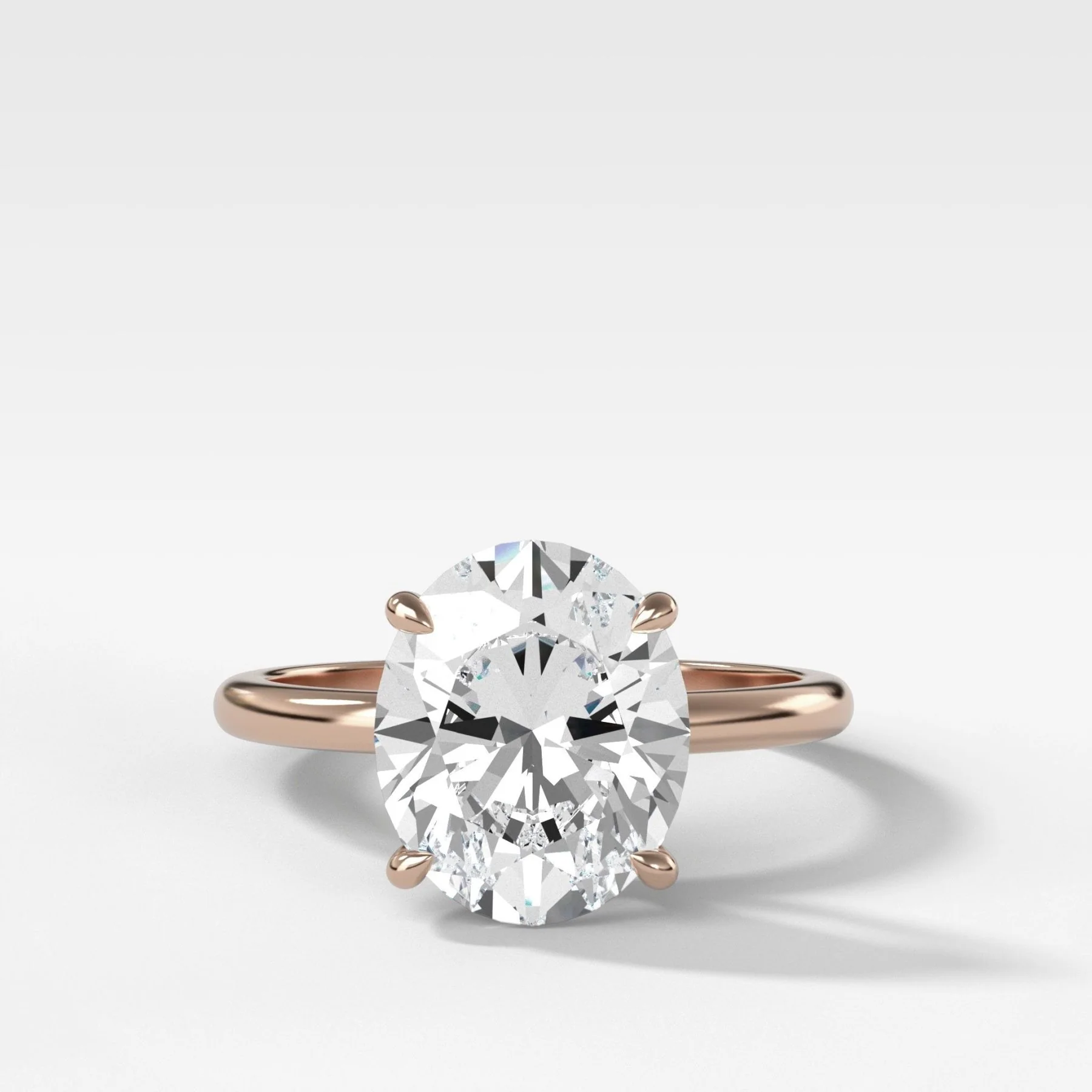 Crescent Solitaire Engagement Ring With Oval Cut Diamond - Image 5