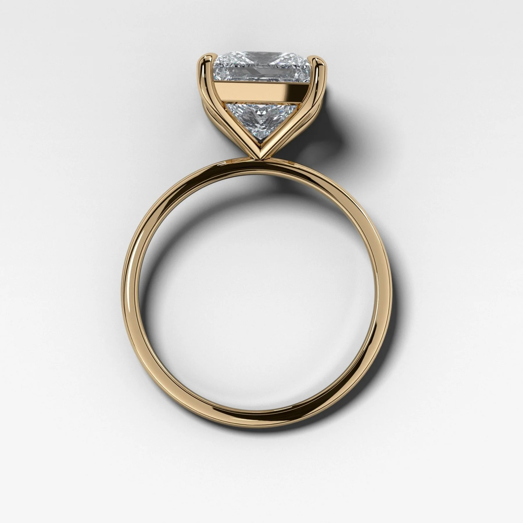 Crescent Solitaire Engagement Ring With Princess Cut Diamond - Image 2
