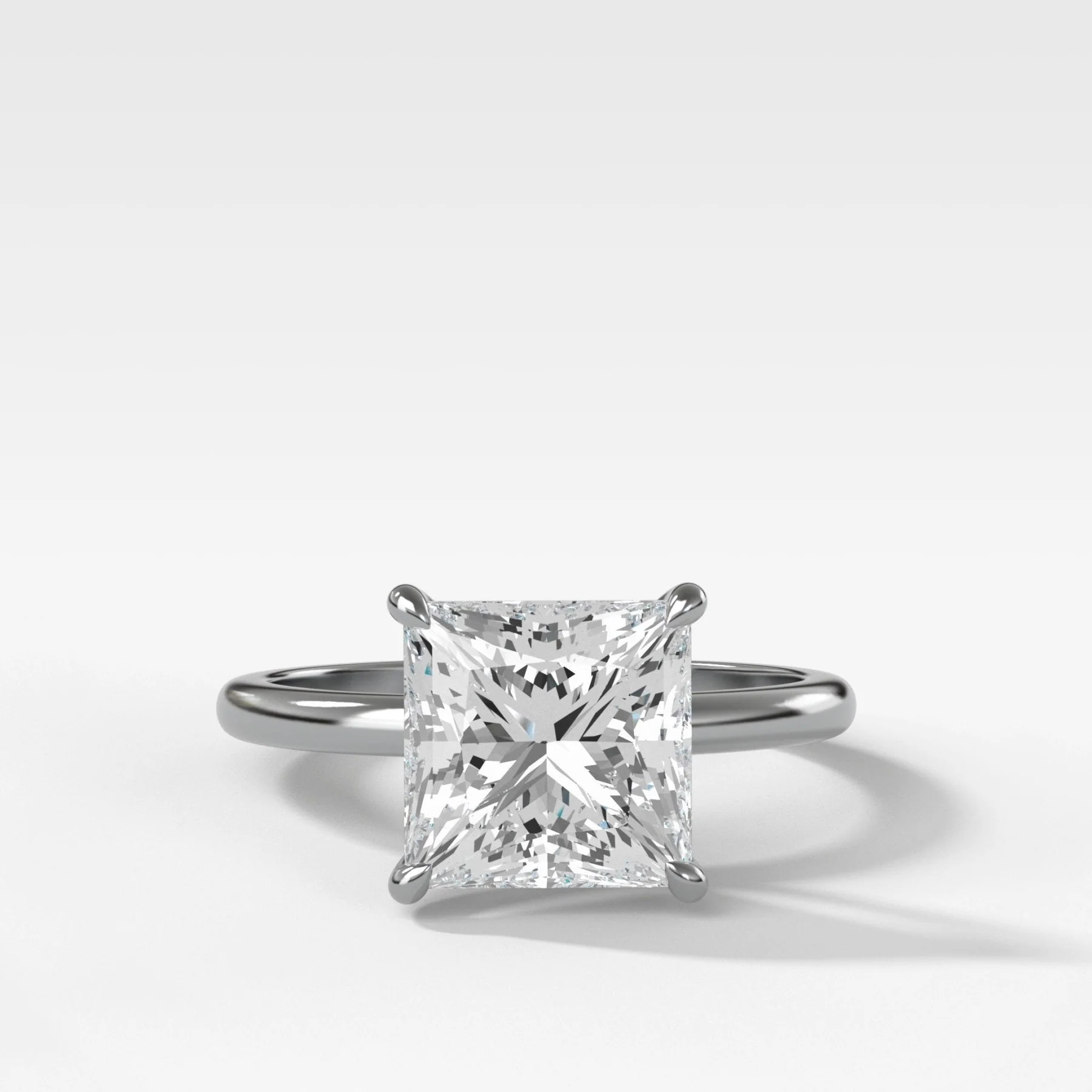 Crescent Solitaire Engagement Ring With Princess Cut Diamond - Image 3