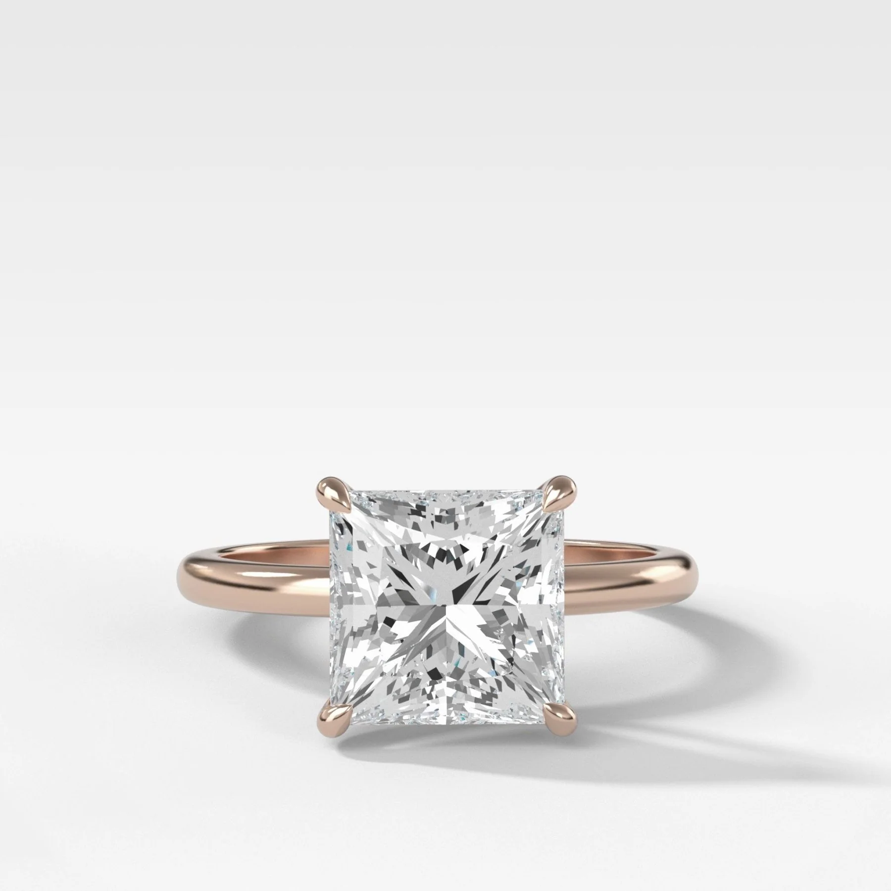 Crescent Solitaire Engagement Ring With Princess Cut Diamond - Image 4