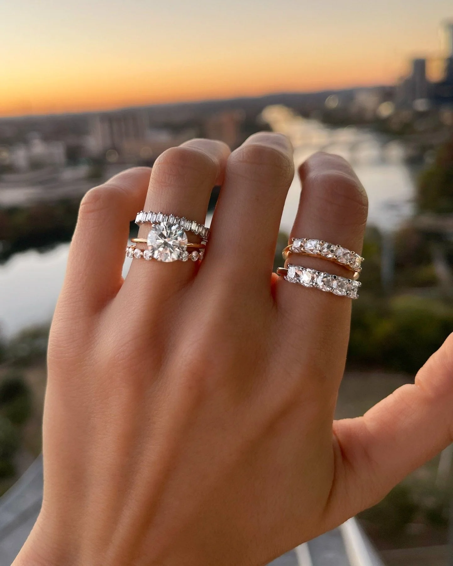 Crescent Solitaire Engagement Ring With Round Cut Diamond - Image 7