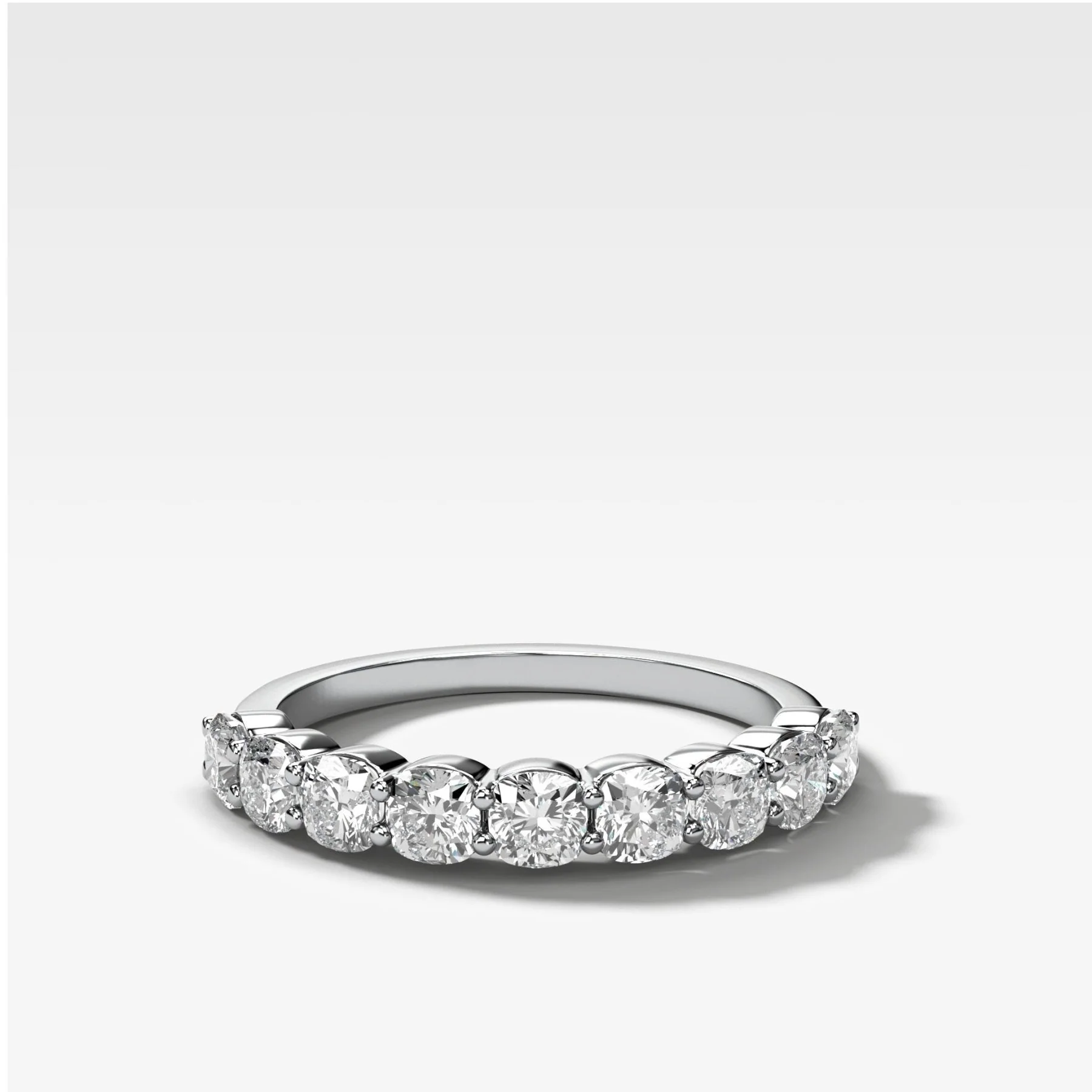 Shared Prong Wedding Band with Cushion Diamonds - Image 2