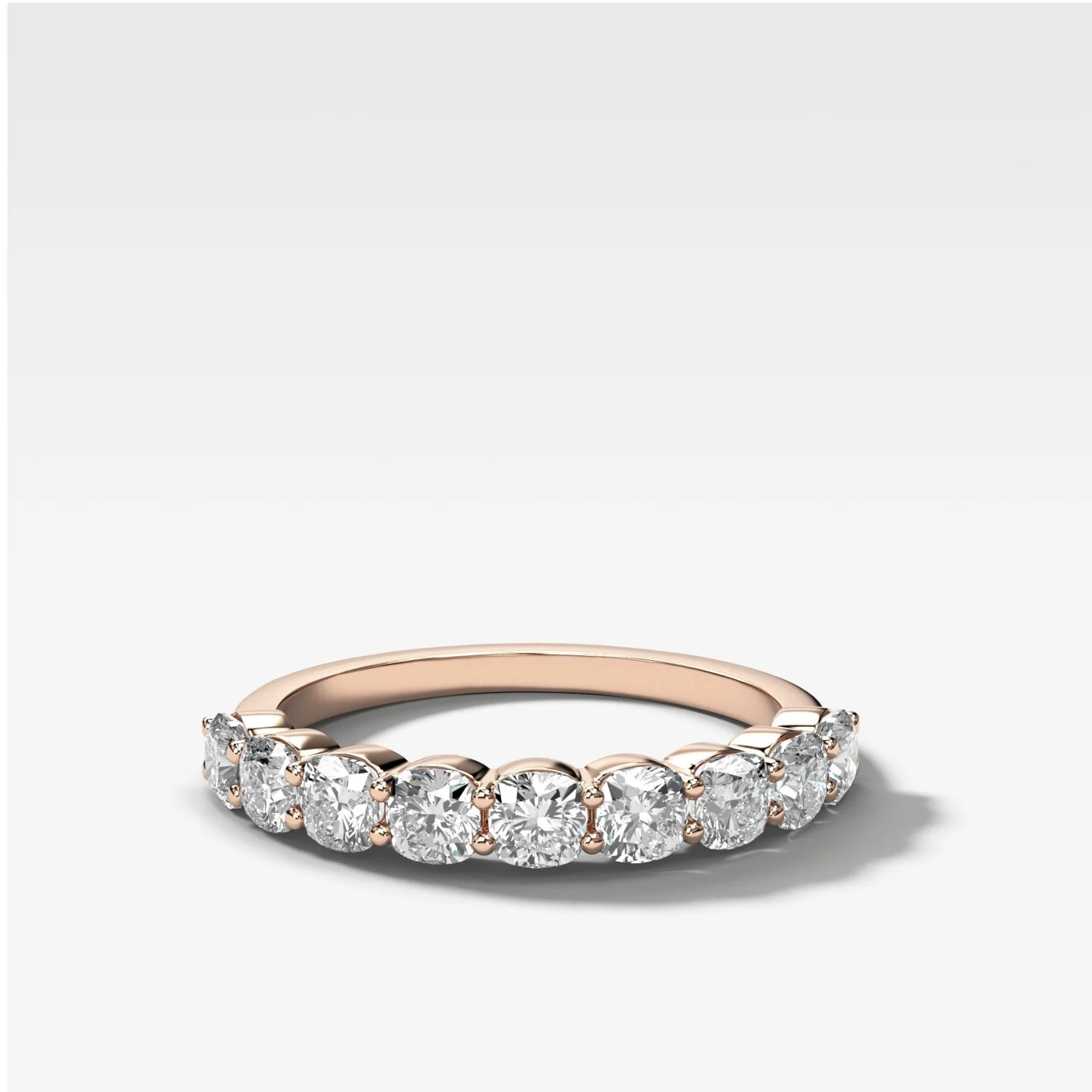 Shared Prong Wedding Band with Cushion Diamonds - Image 3