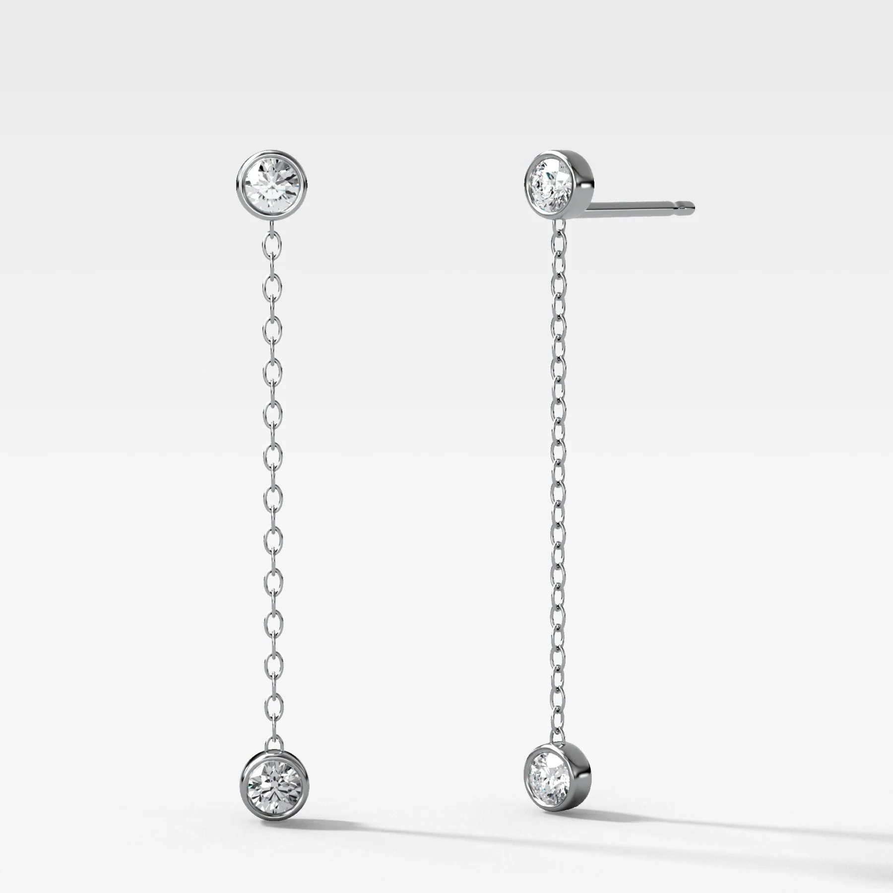 Diamond Drop Chain Earrings - Image 2