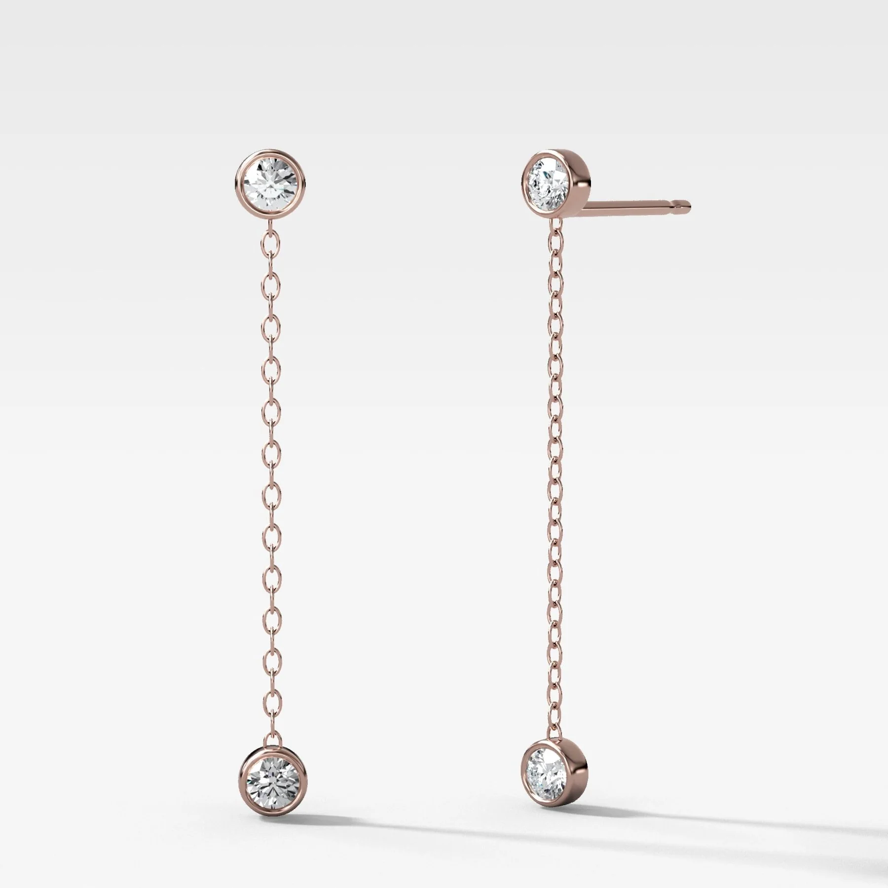Diamond Drop Chain Earrings - Image 3