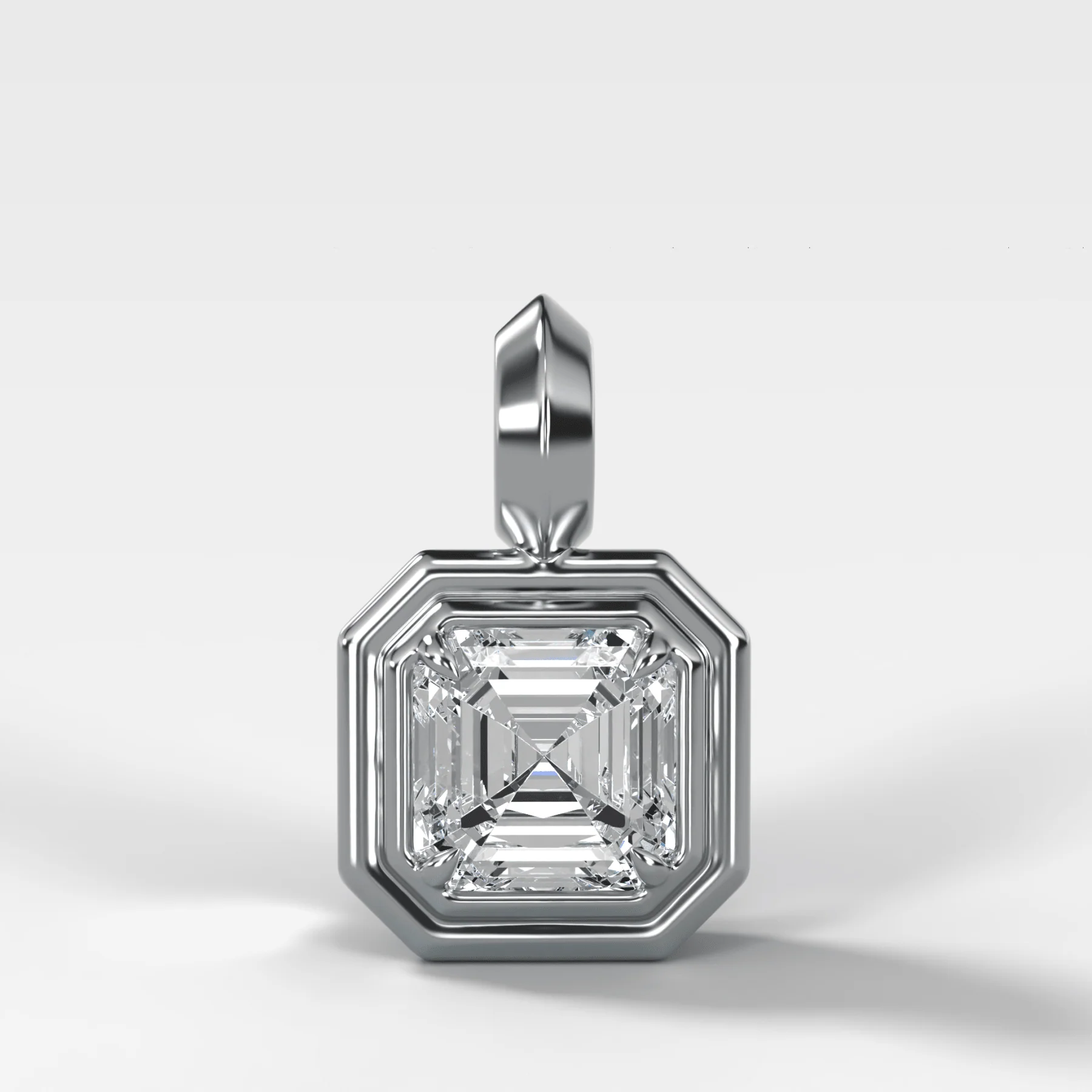 Double Bezel Asscher Attachable Diamond Pendant - Image 3