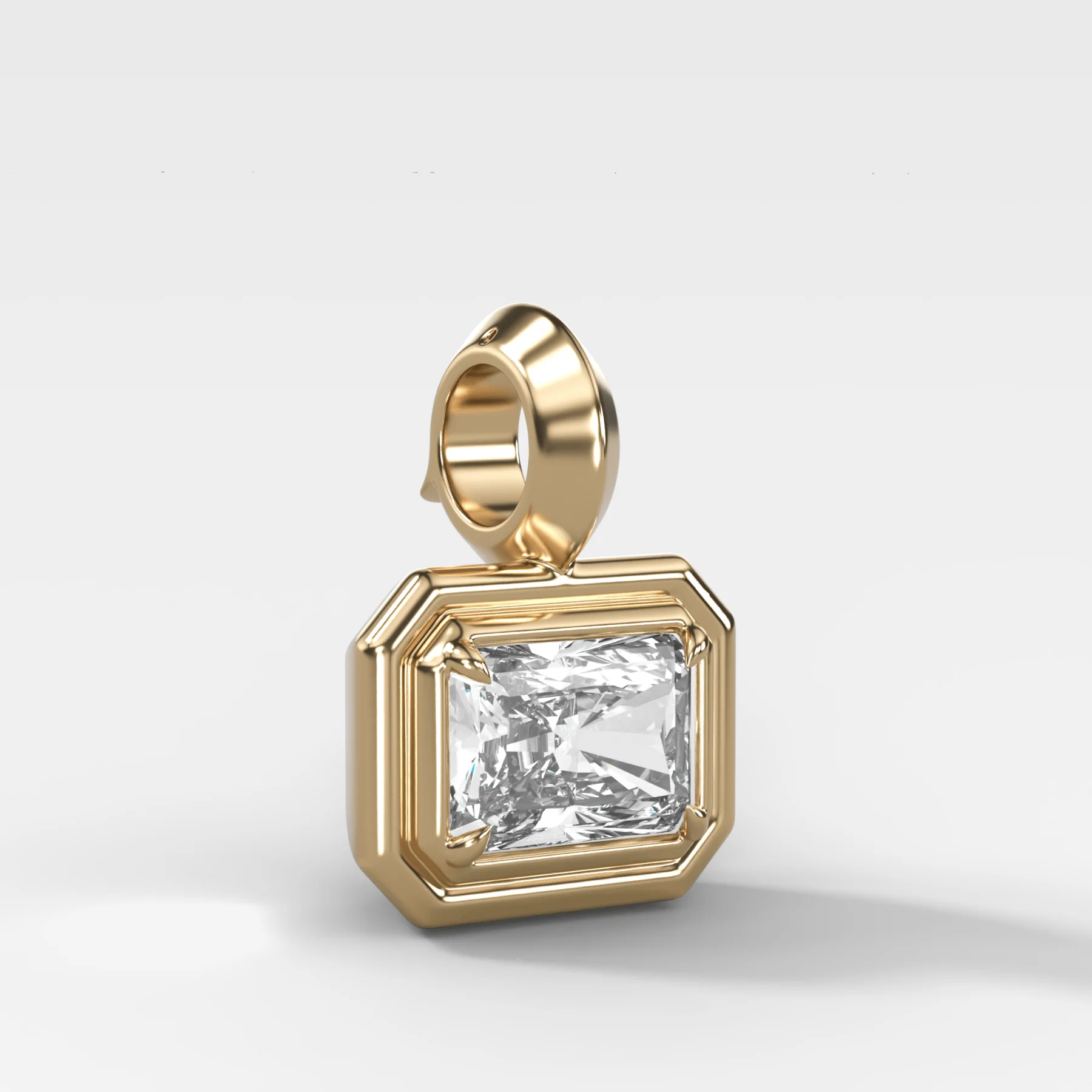 Double Bezel East West Elongated Radiant Attachable Diamond Pendant - Image 2