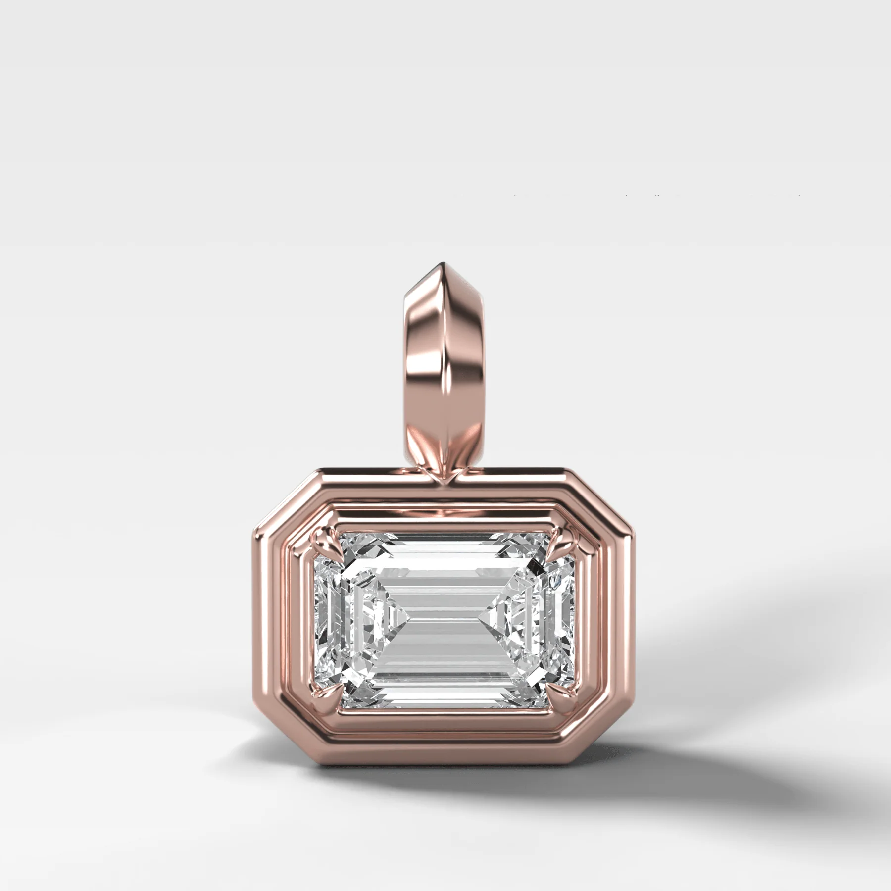 Double Bezel East West Elongated Radiant Attachable Diamond Pendant - Image 6