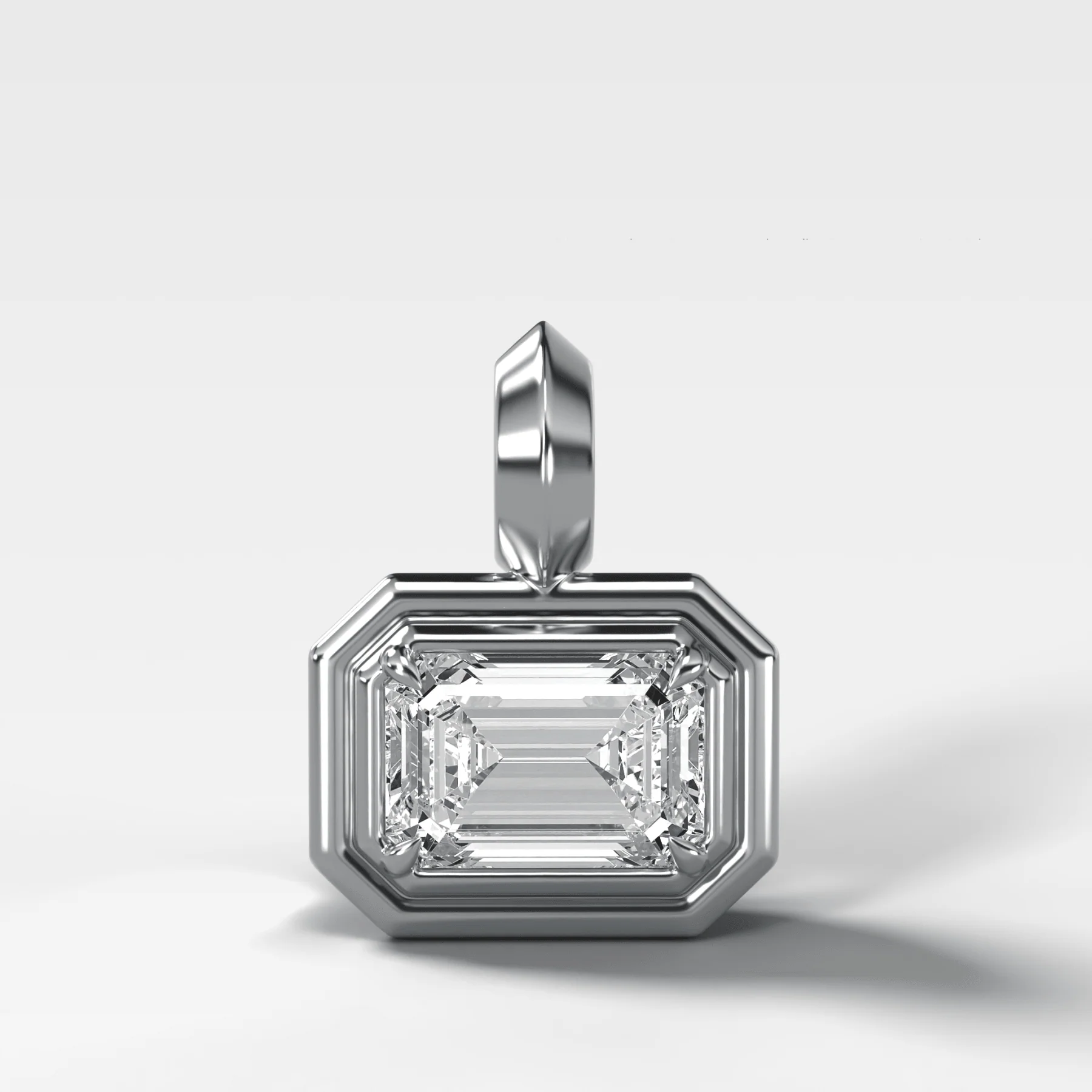 Double Bezel East West Emerald Attachable Diamond Pendant - Image 3