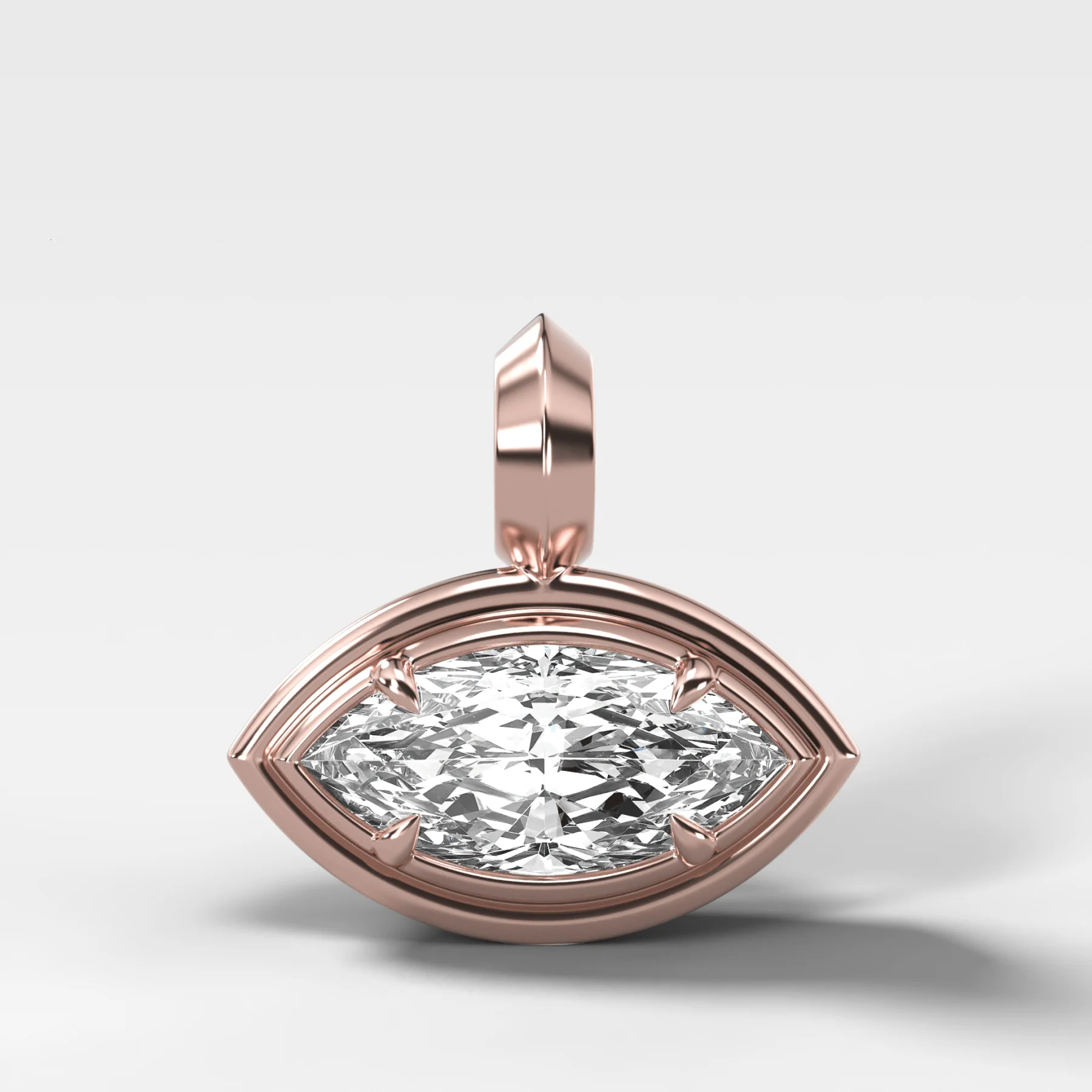 Double Bezel East West Marquise Attachable Diamond Pendant - Image 4