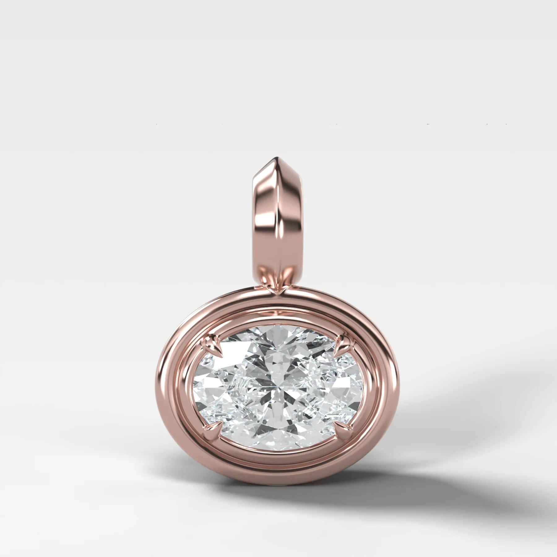 Double Bezel East West Oval Attachable Diamond Pendant - Image 4