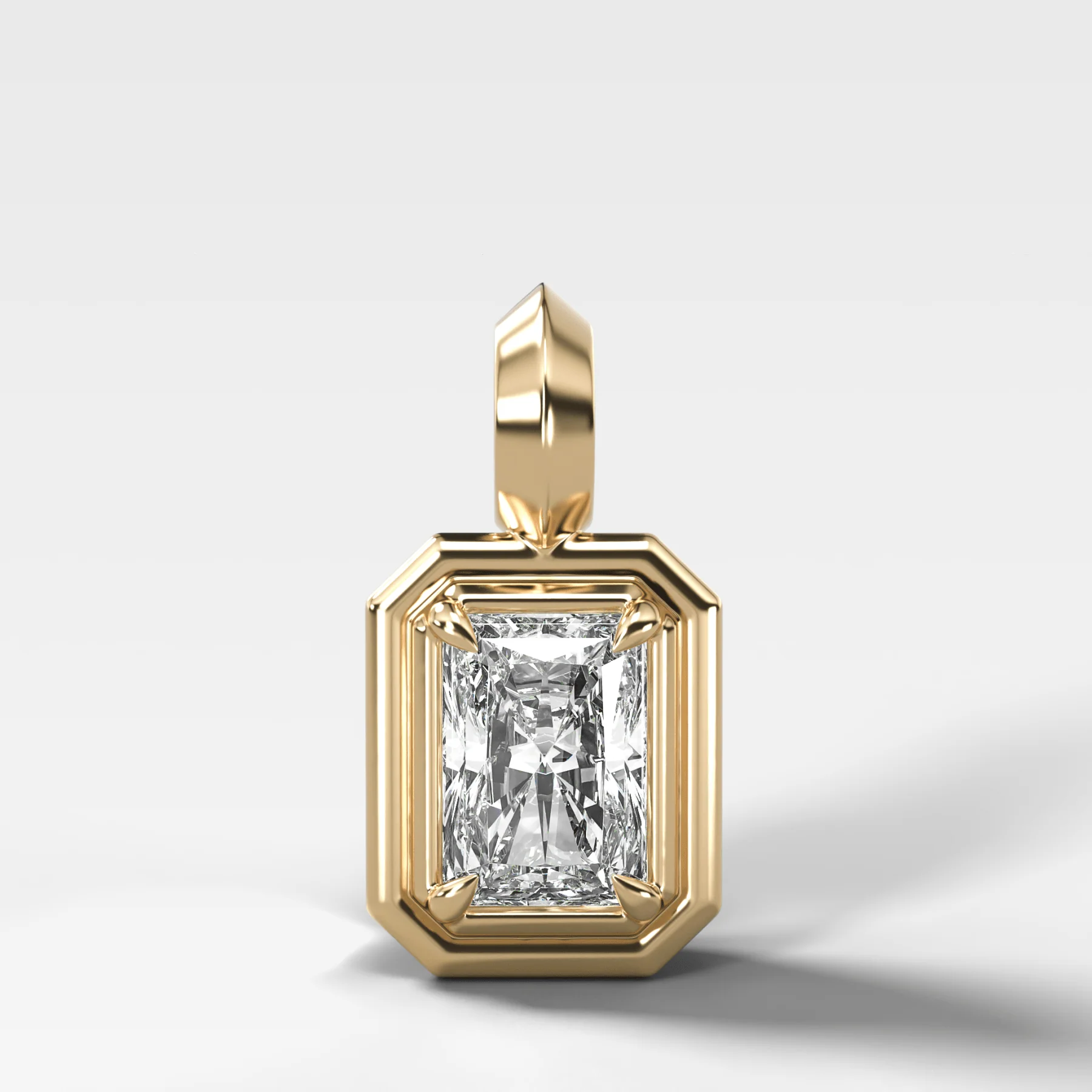 Double Bezel Elongated Radiant Attachable Diamond Pendant