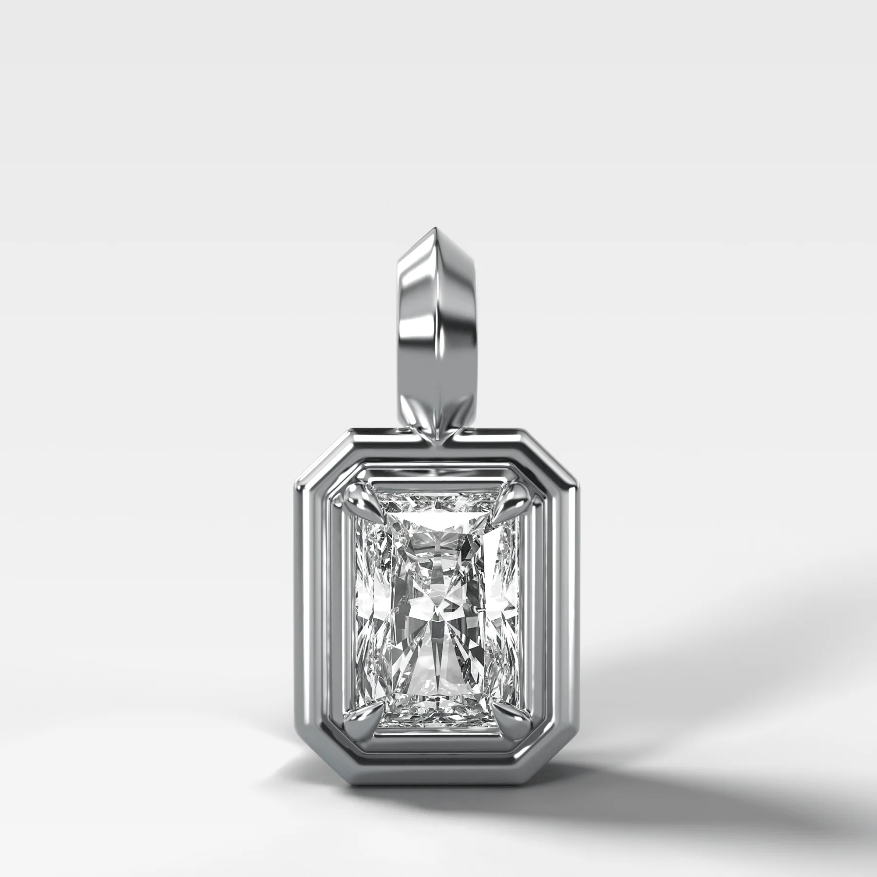 Double Bezel Elongated Radiant Attachable Diamond Pendant - Image 3