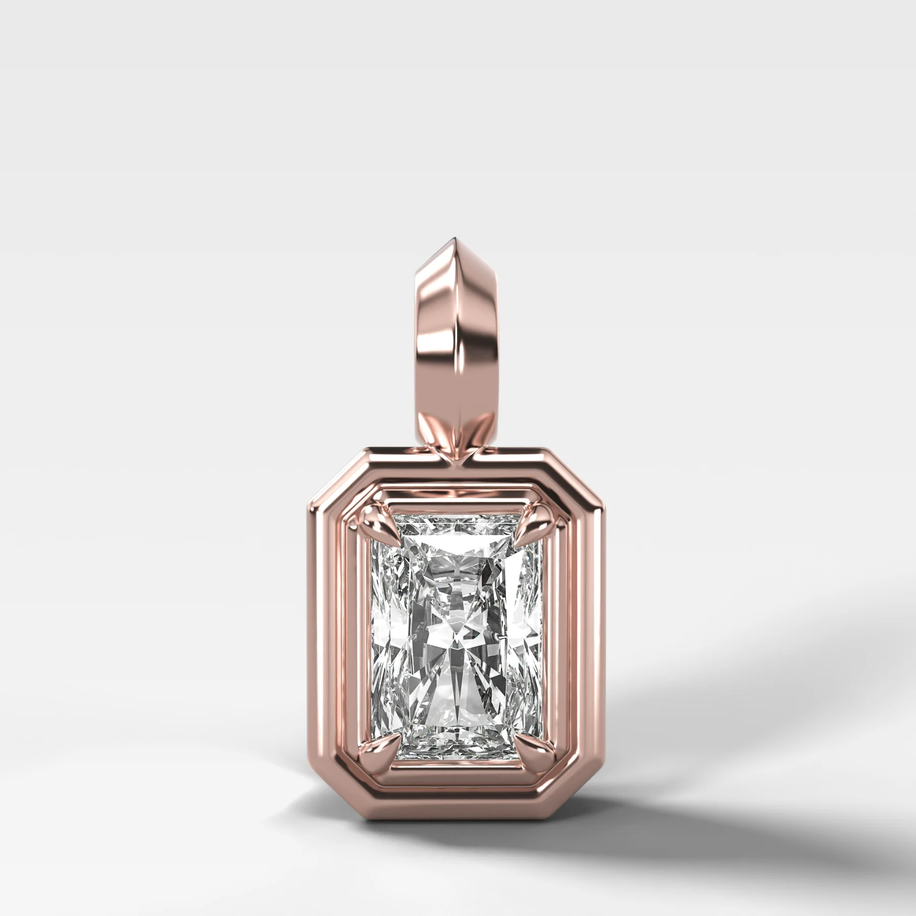 Double Bezel Elongated Radiant Attachable Diamond Pendant - Image 4