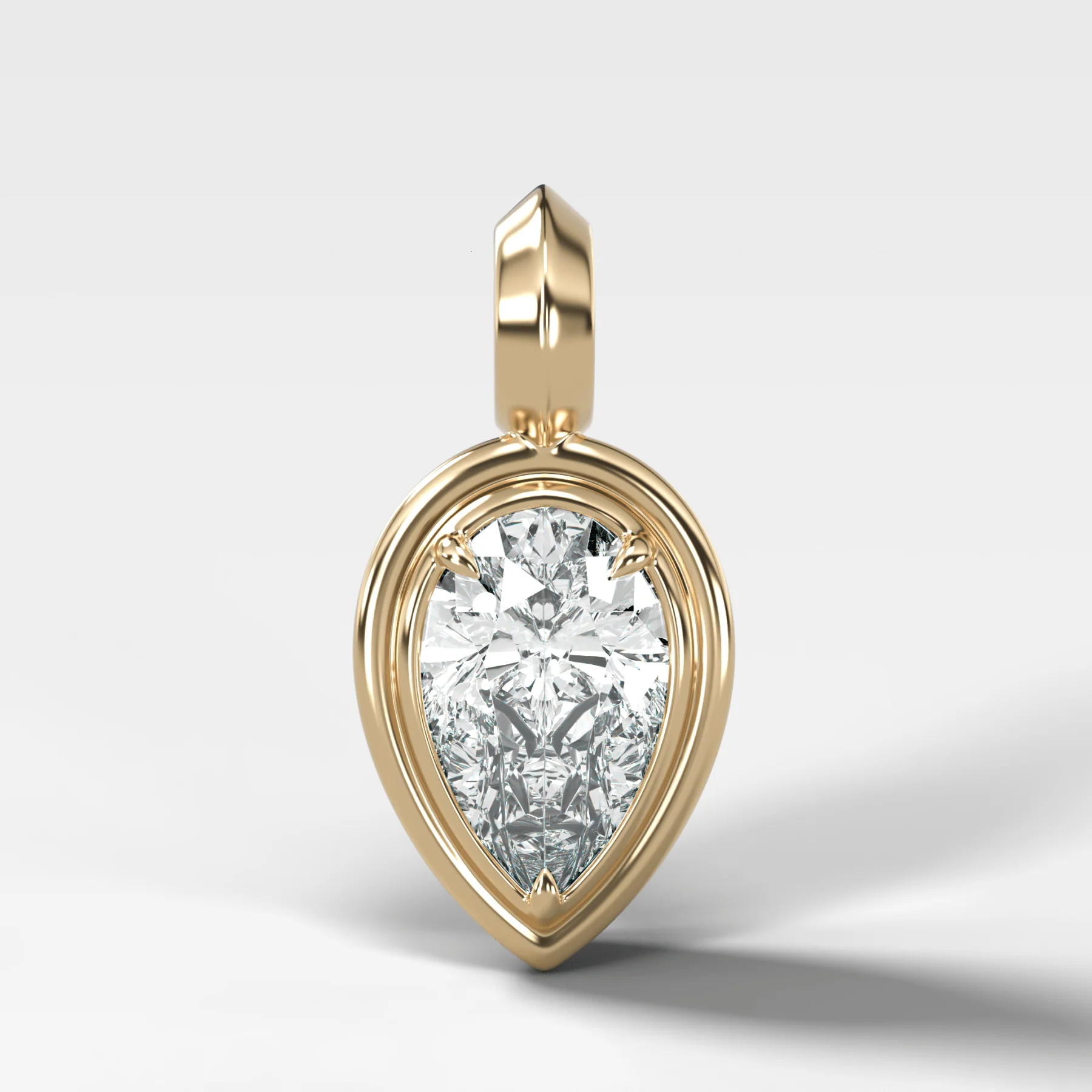 Double Bezel Flipped Pear Attachable Diamond Pendant