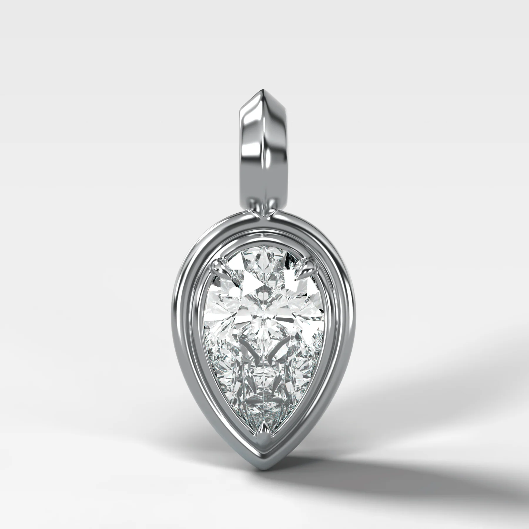 Double Bezel Flipped Pear Attachable Diamond Pendant - Image 3